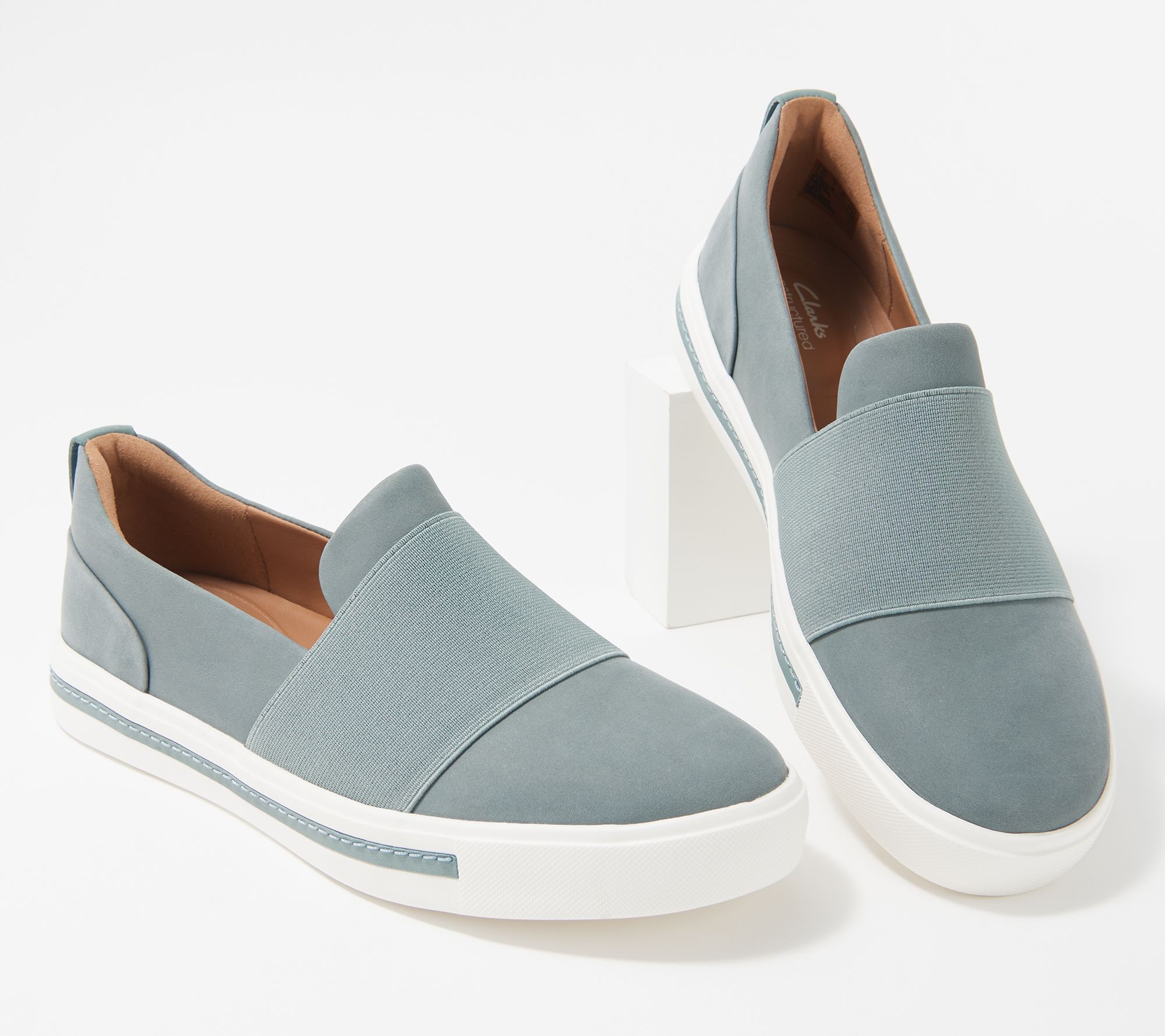 Clarks Unstructured Leather Slip-Ons 