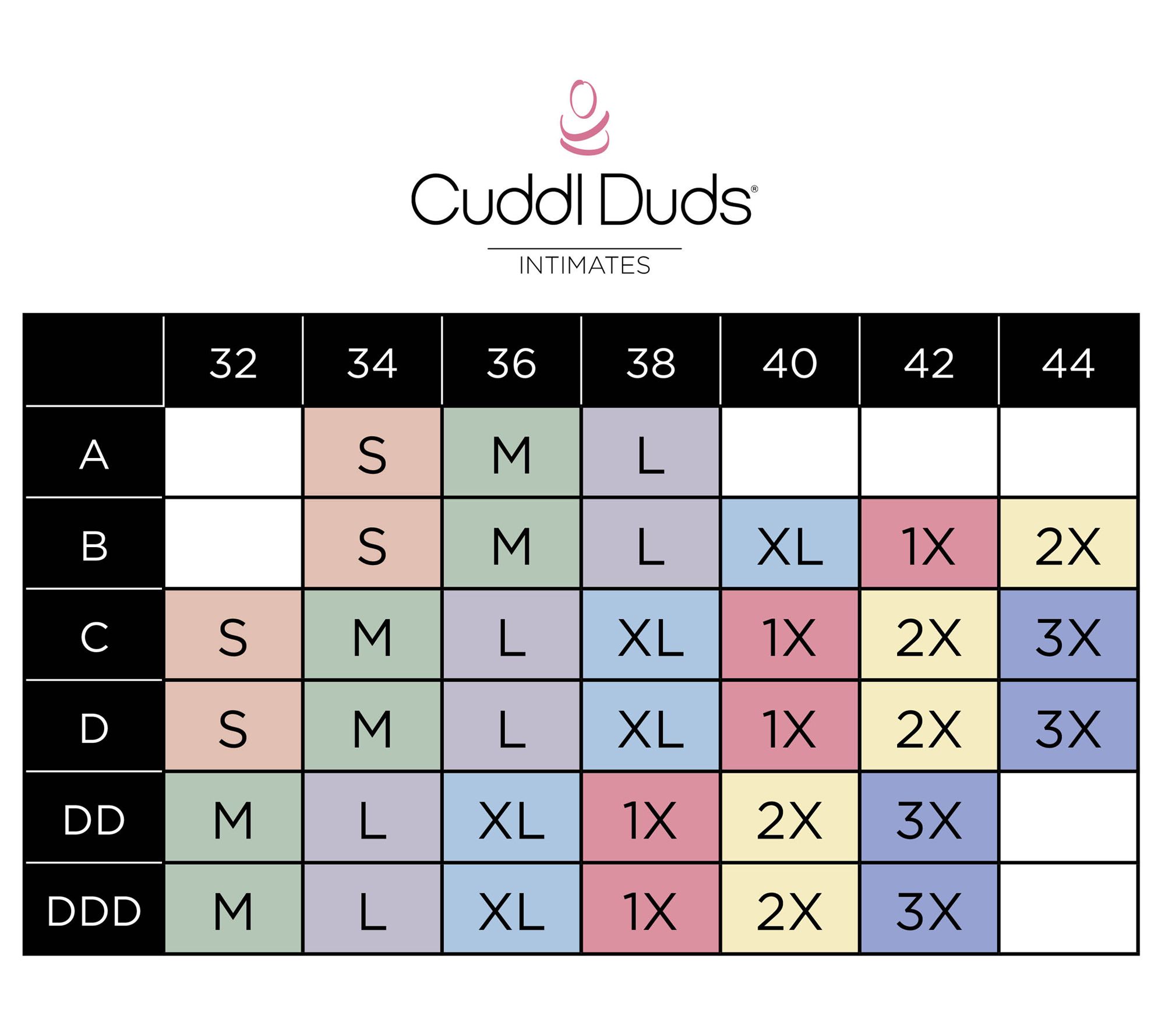 Cuddl Duds Size Chart