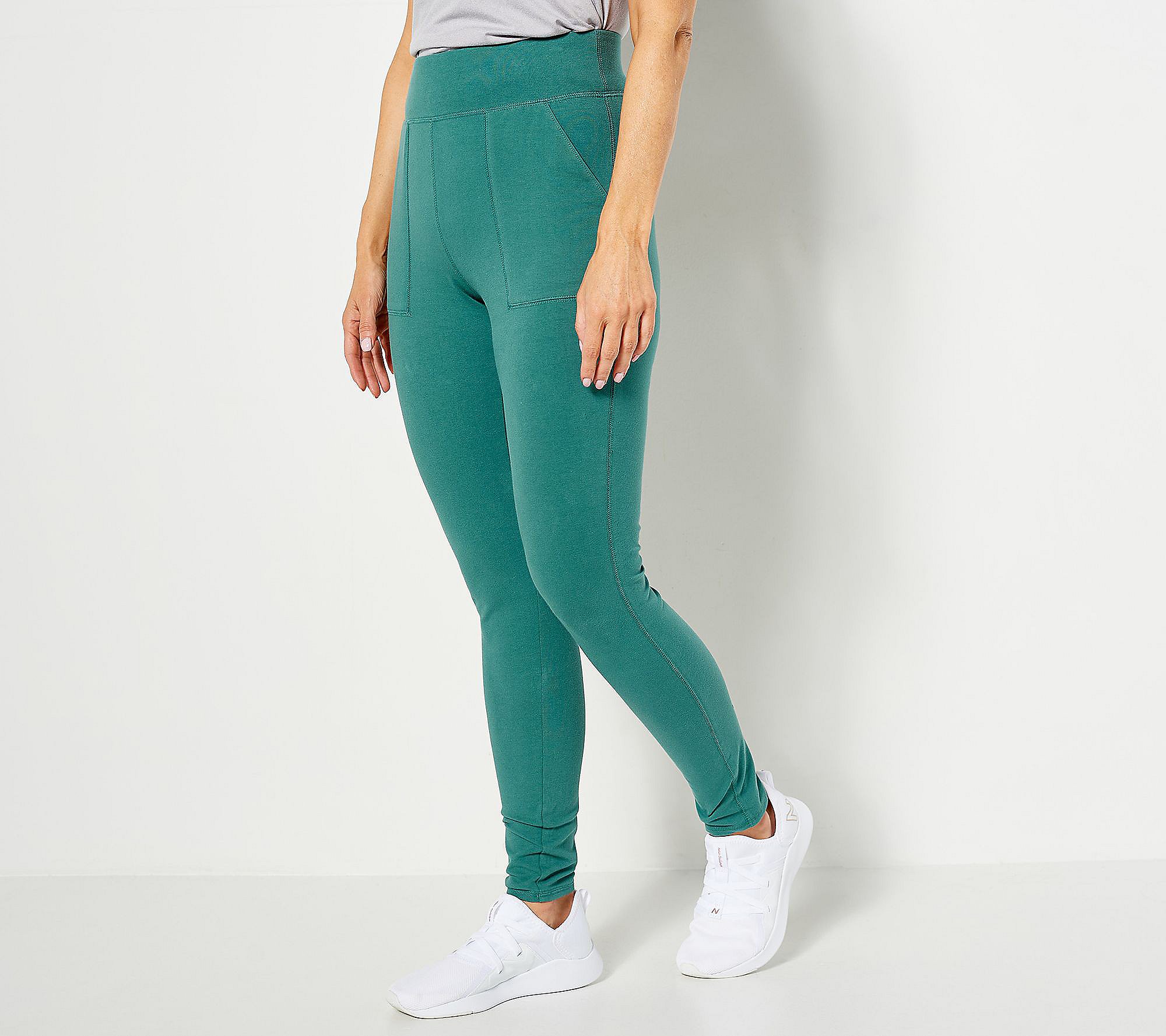 Denim & Co. Active Petite Duo Stretch Leggings with Wide Waistband