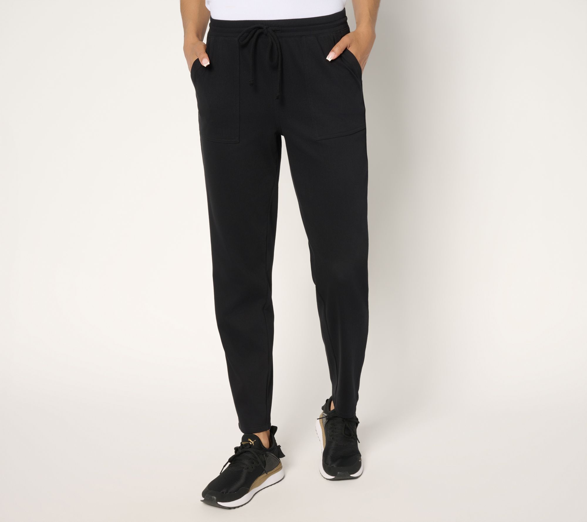 Denim & Co. Petite Comfy Knit Air Denim Tapered Leg Pant w/ Pockets