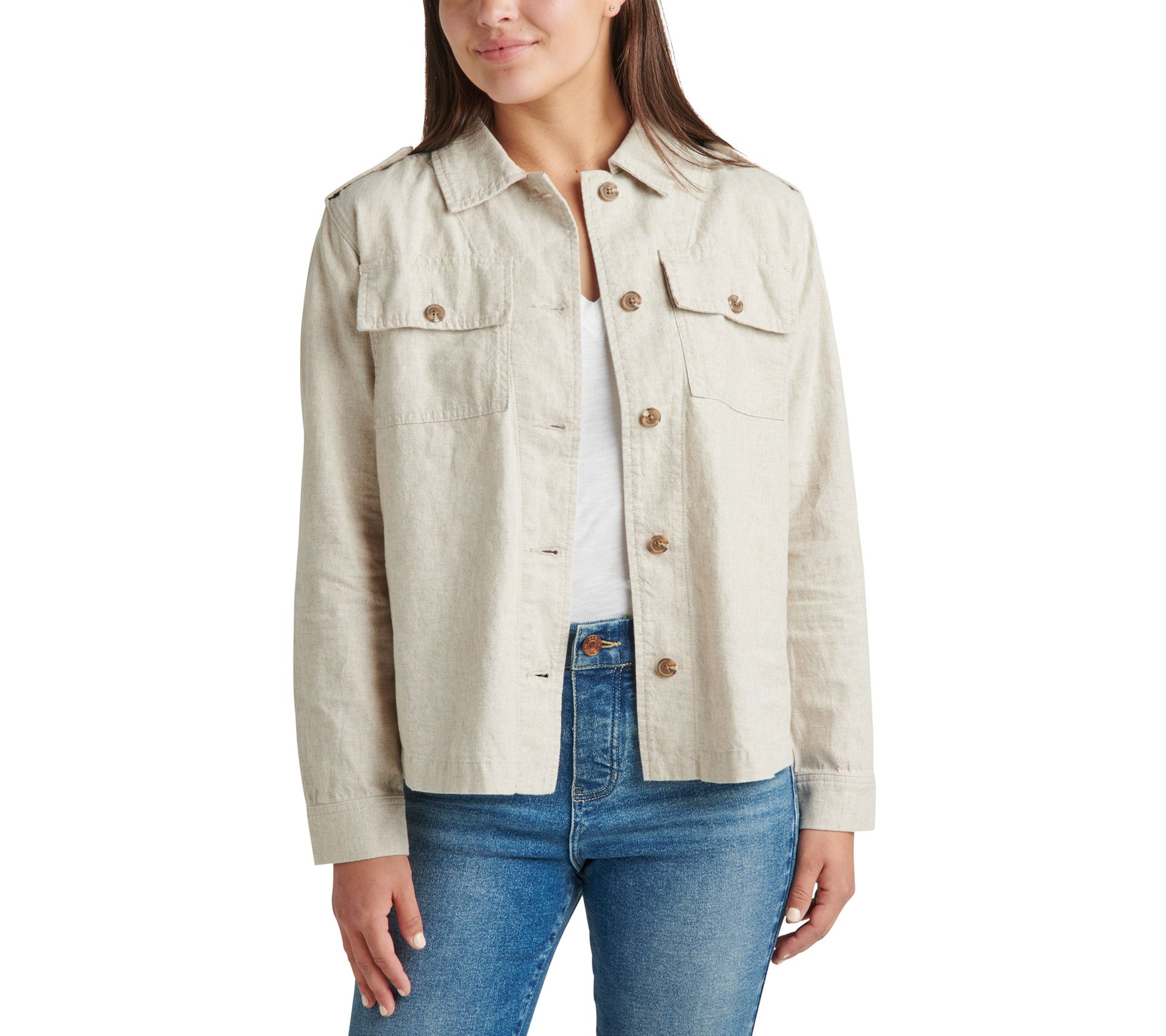 JAG Shaylie Shirt Jacket-Oatmeal - QVC.com