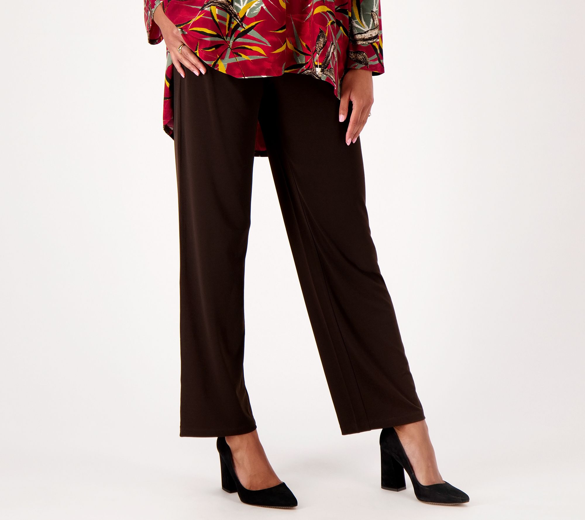 "As Is" Susan Graver Petite Liquid Knit Wide Leg Pull On Pants