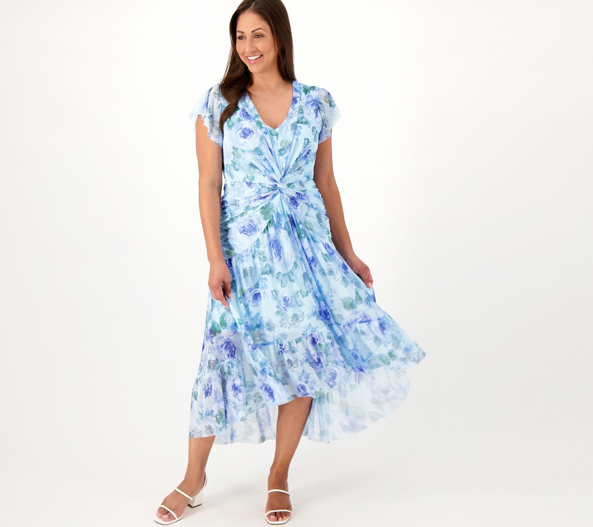 Isaac Mizrahi Live! Petite Always Isaac Printed Mesh Midi Dress