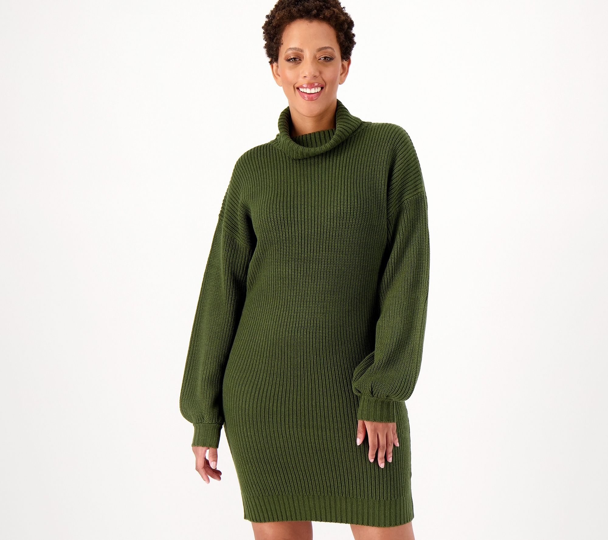 As Is Belle by Kim Gravel Ribbed Turtleneck Sweater Dress QVC