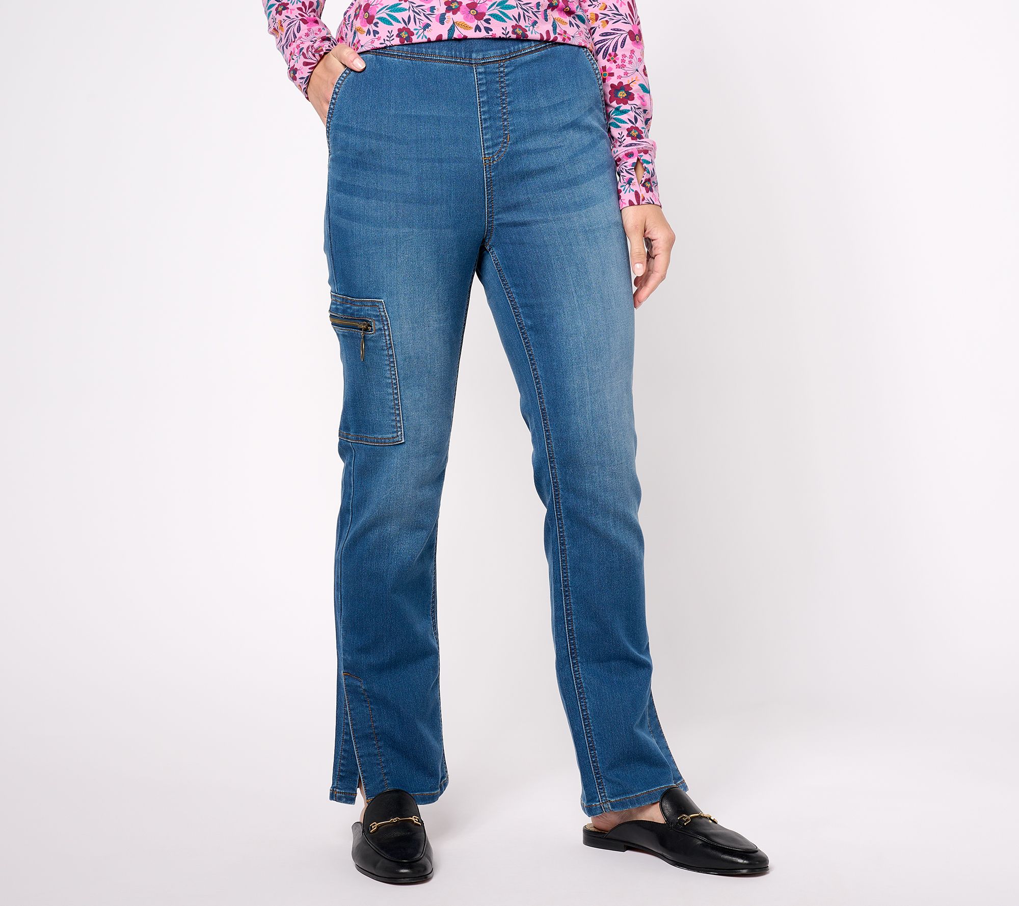 Denim & Co. Adaptive Comfy Knit Patch Pocket Jean