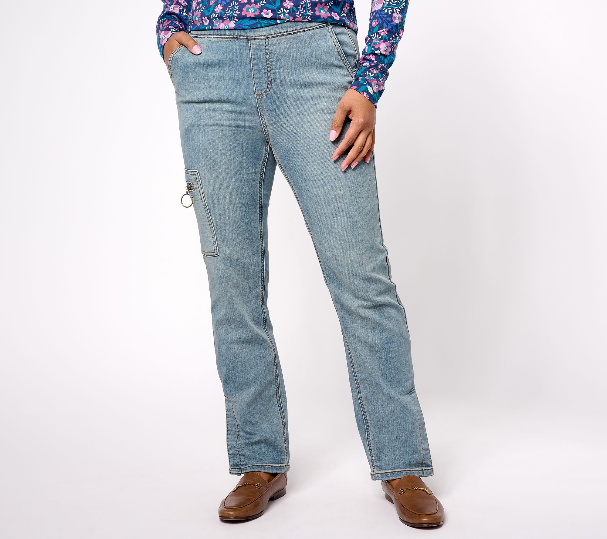 Denim & Co. Adaptive Comfy Knit Patch Pocket Jean