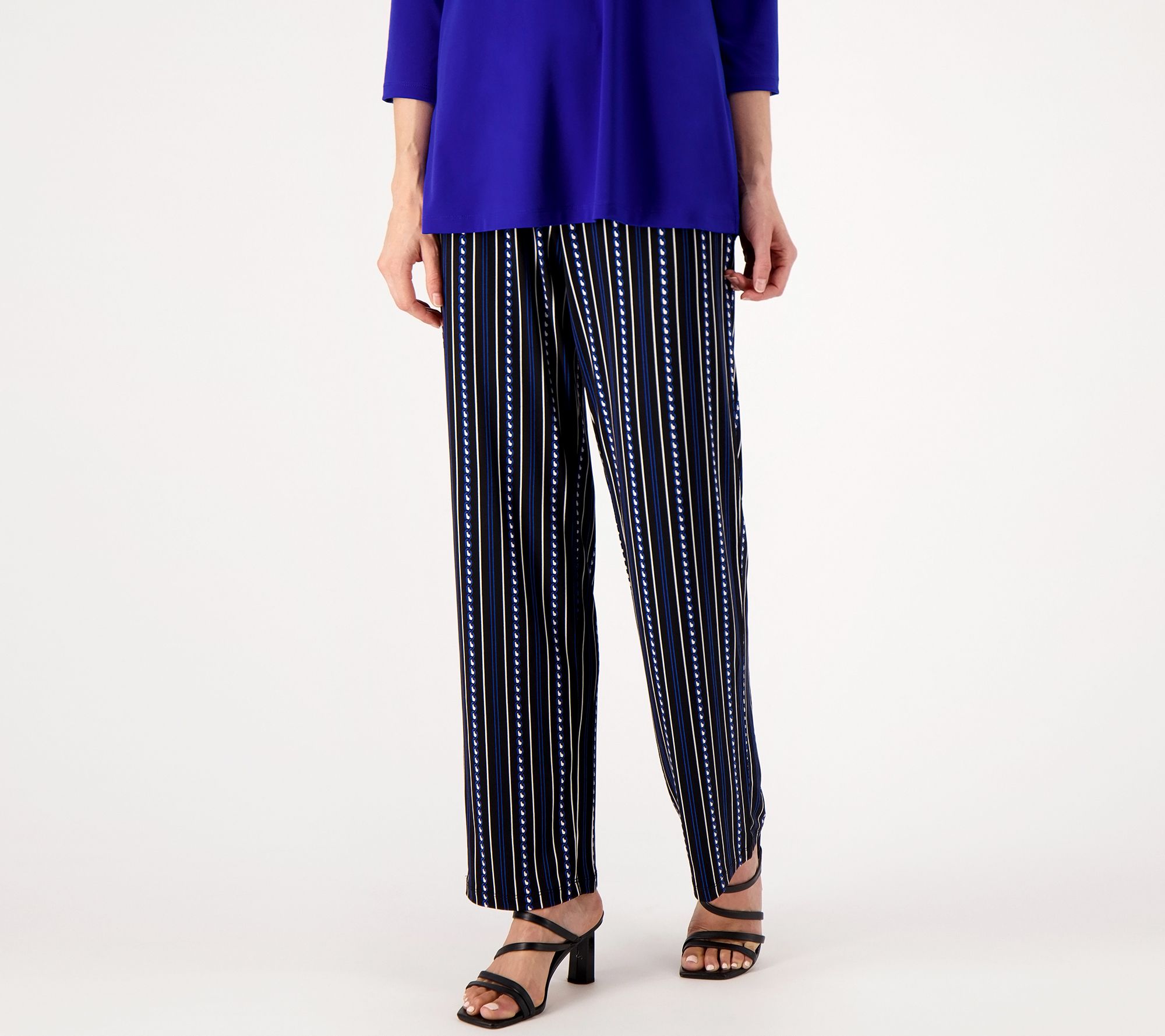 "As Is" Susan Graver Regular Printed Liquid Knit Pull On Wide Leg Pants