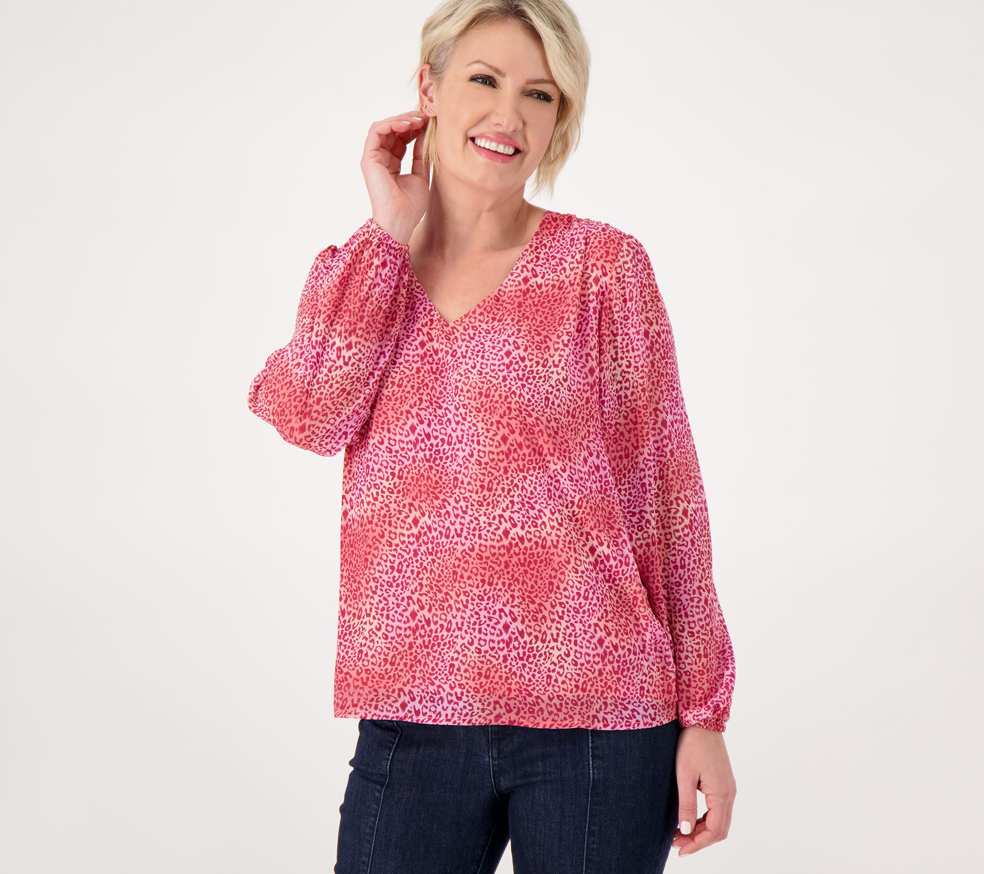 "As Is" Belle by Kim Gravel Mixed Media Animal Print Blouse