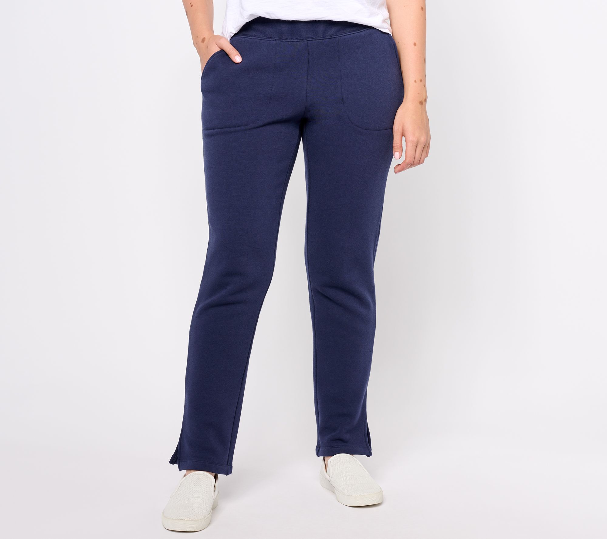 Denim & Co. Active Jersey Regular Lush Lined Straight Leg Pant - QVC.com