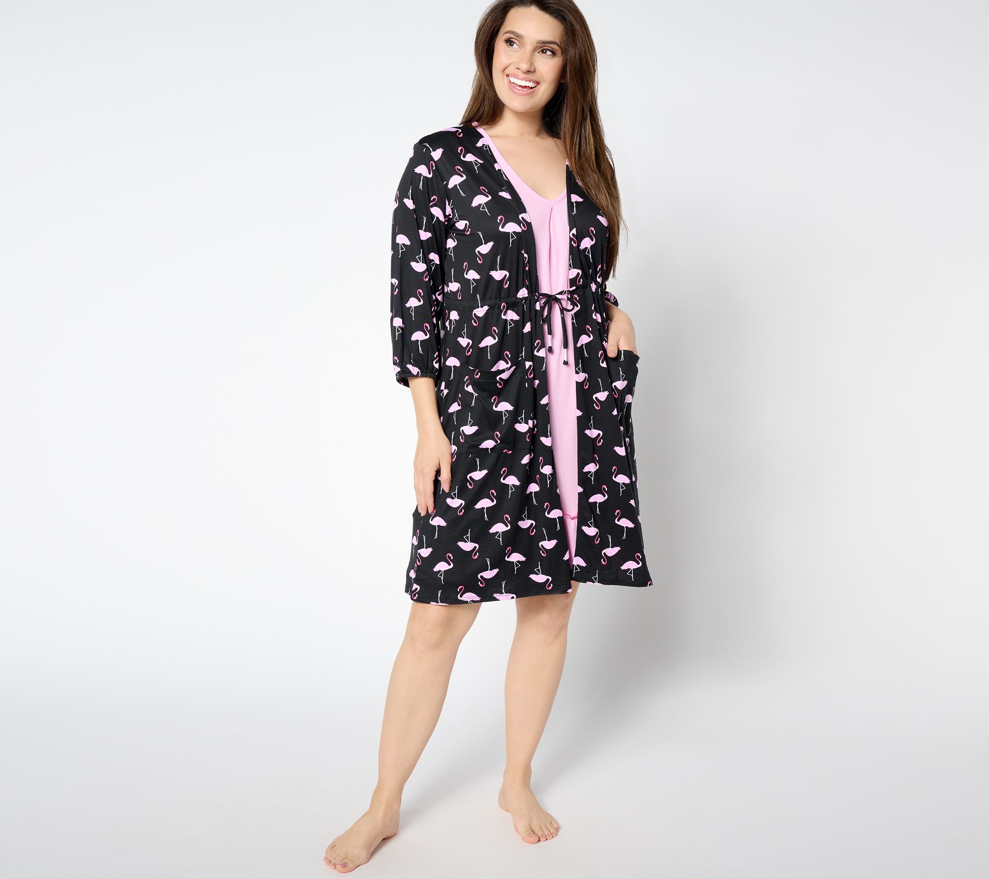 Cuddl Duds Cool and Airy Making Waves Tank Dress and Wrap Set
