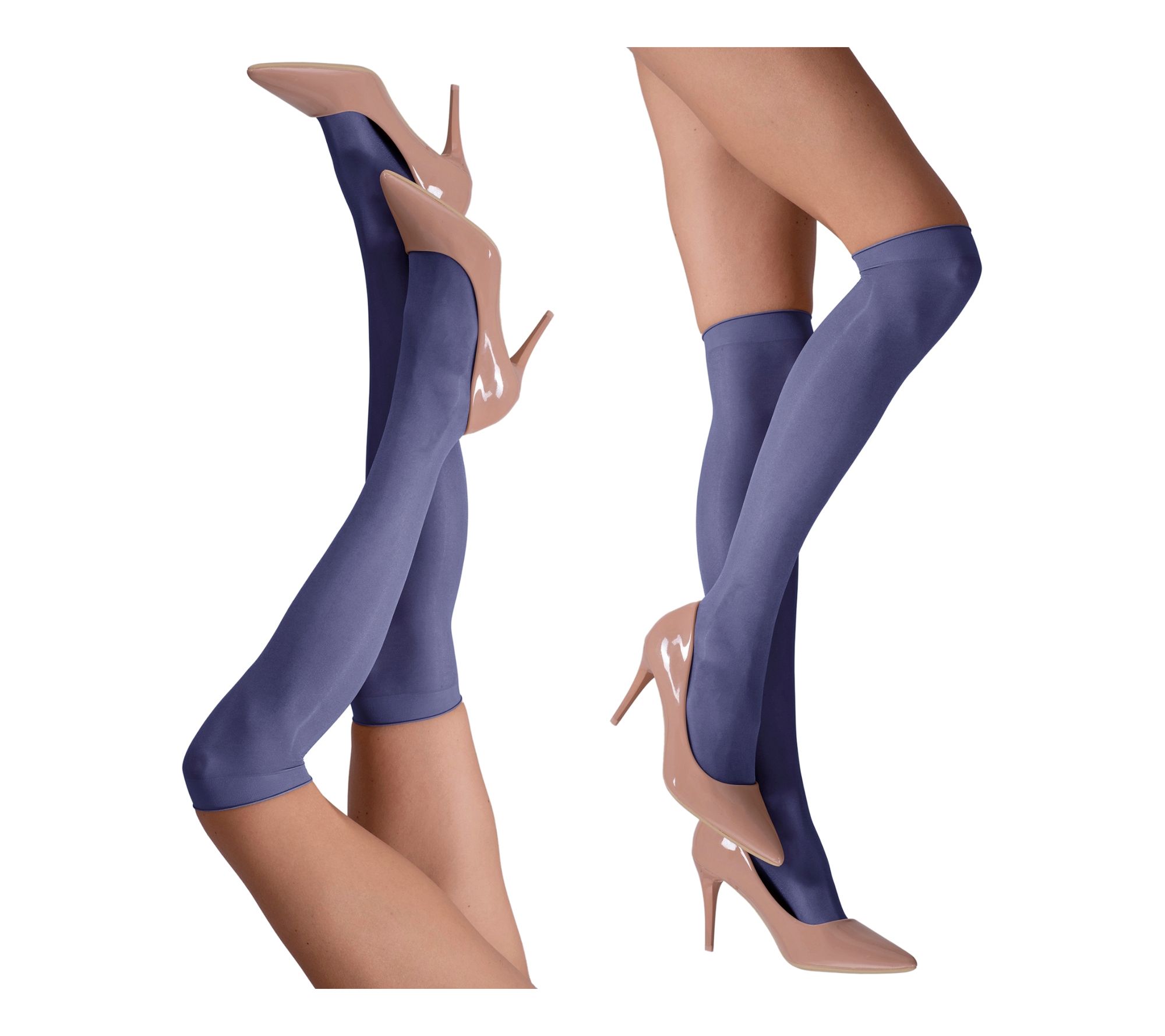 LECHERY Set of 2 Lustrous Silky Shiny SheerKnee-Highs