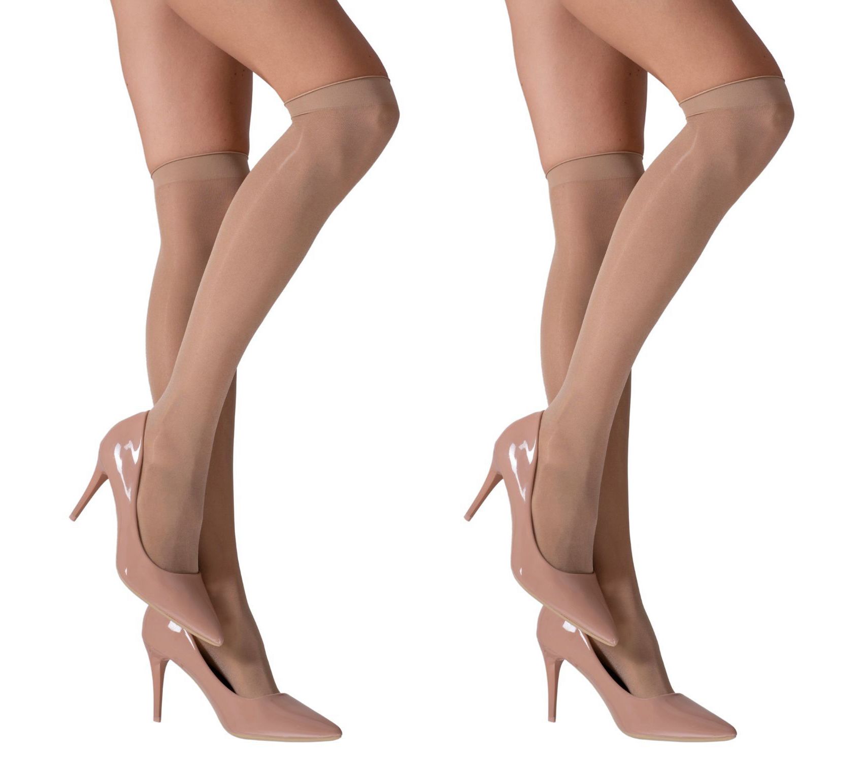 LECHERY Set of 2 Lustrous Silky Shiny SheerKnee-Highs