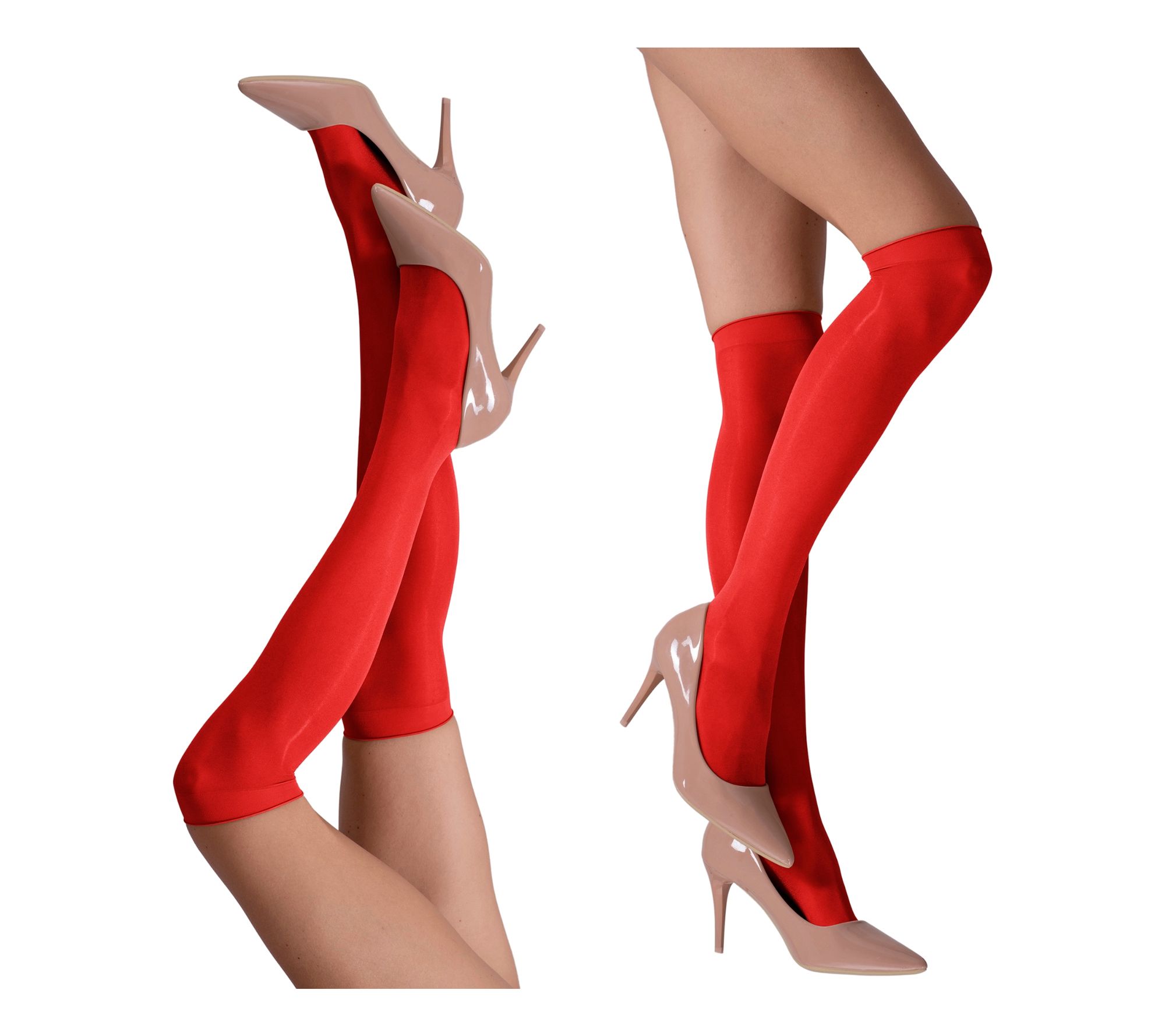 LECHERY Set of 2 Lustrous Silky Shiny SheerKnee-Highs