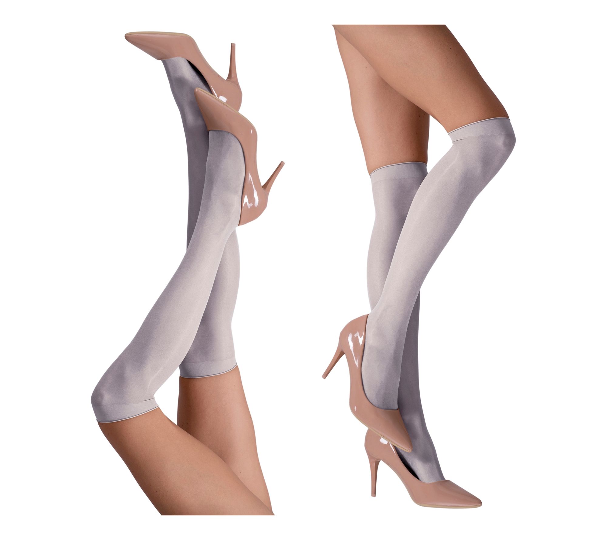 LECHERY Set of 2 Lustrous Silky Shiny SheerKnee-Highs