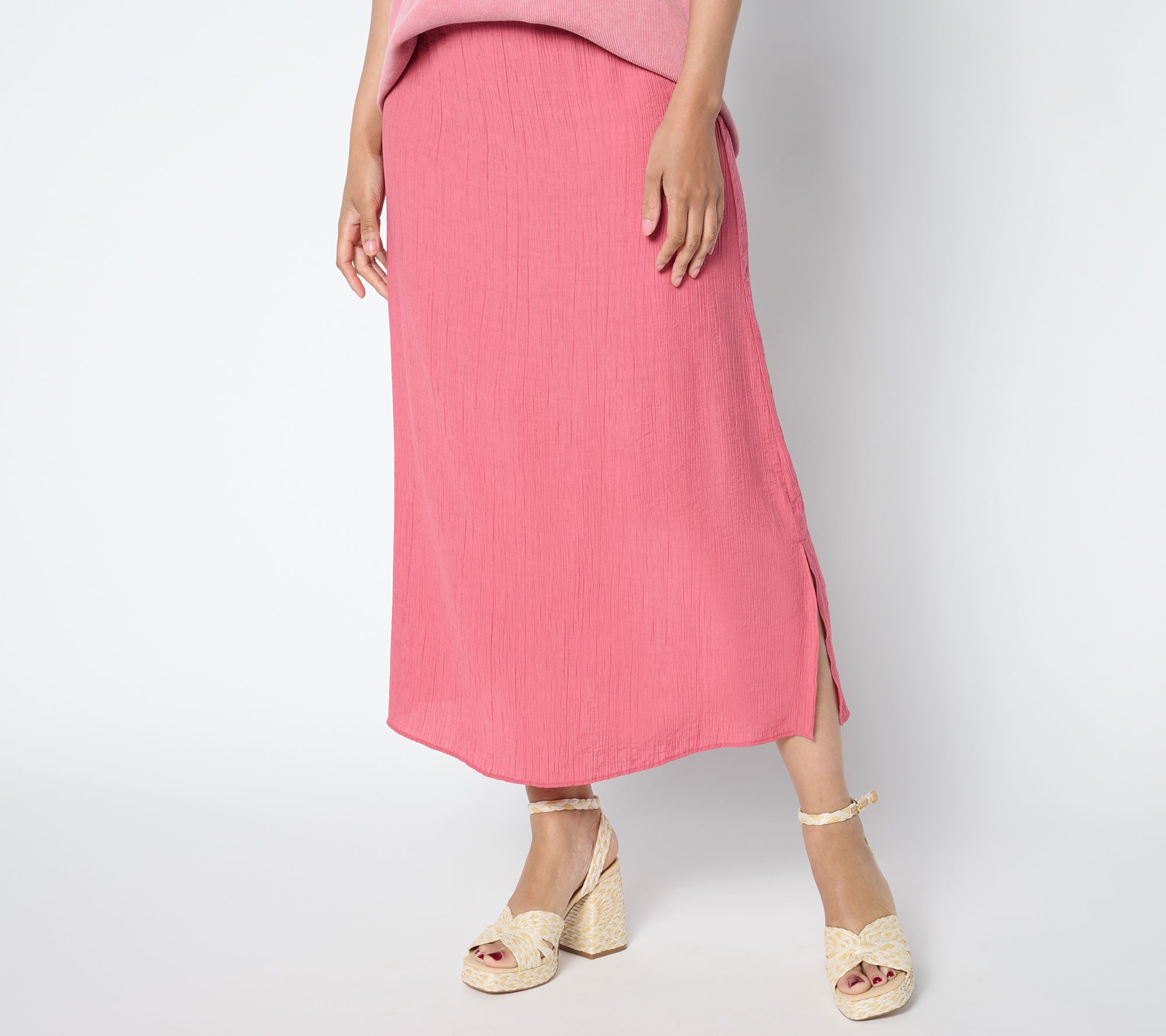 Peace Love World Petite Crinkle Satin Pull-On Skirt