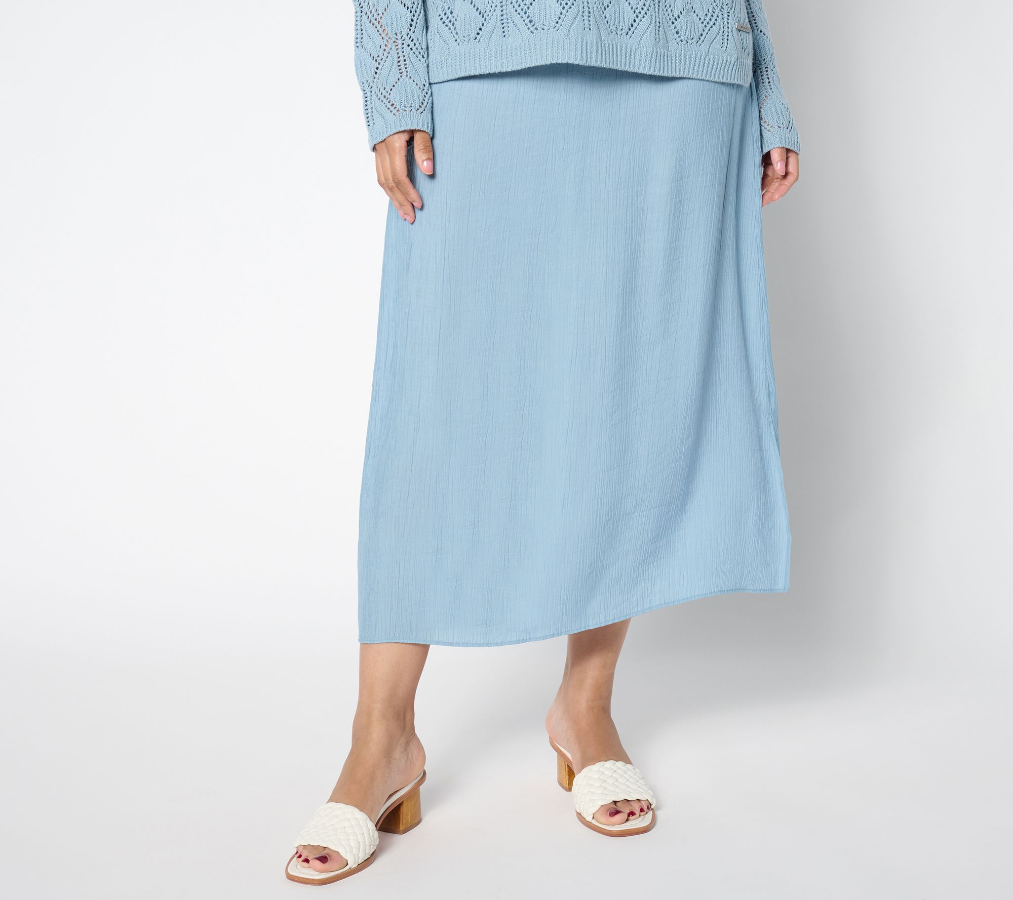 Peace Love World Petite Crinkle Satin Pull-On Skirt