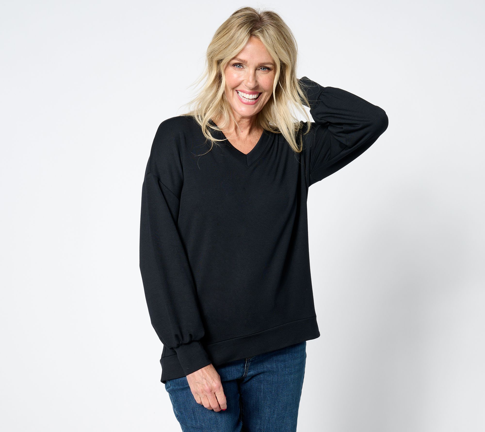 Belle by Kim Gravel MegaModal Balloon Sleeve V-Neck Top