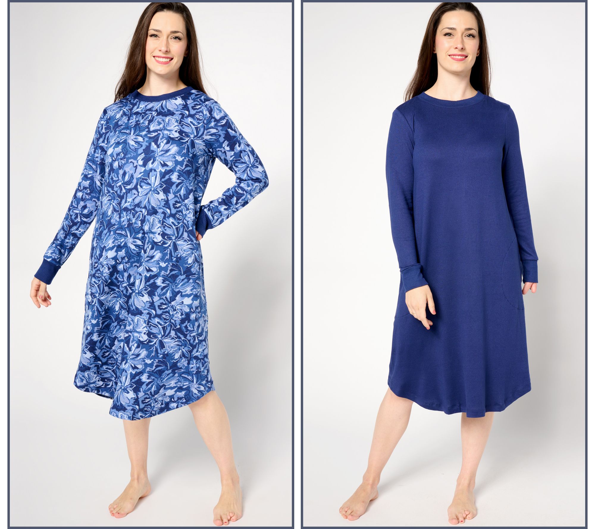 Stan Herman Double Brushed Sweater Knit 2-Pack of Lounge Dresses