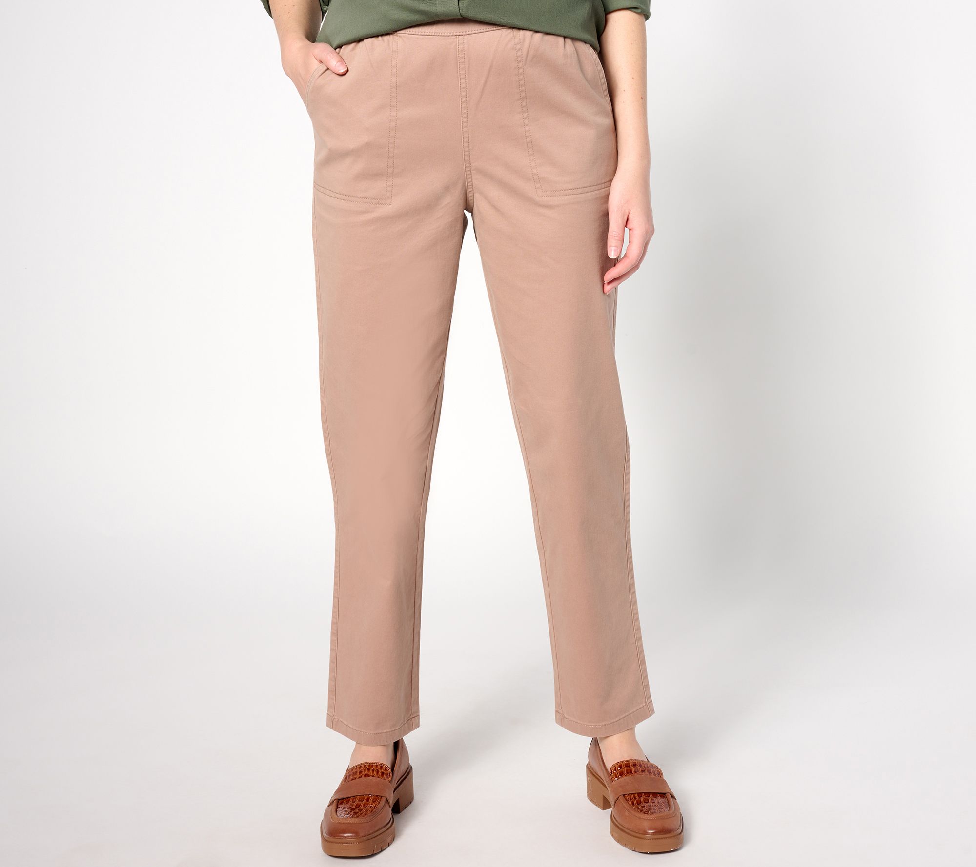 "As Is" Denim & Co. Regular EasyWear Twill Straight Leg Pant w/Pockets