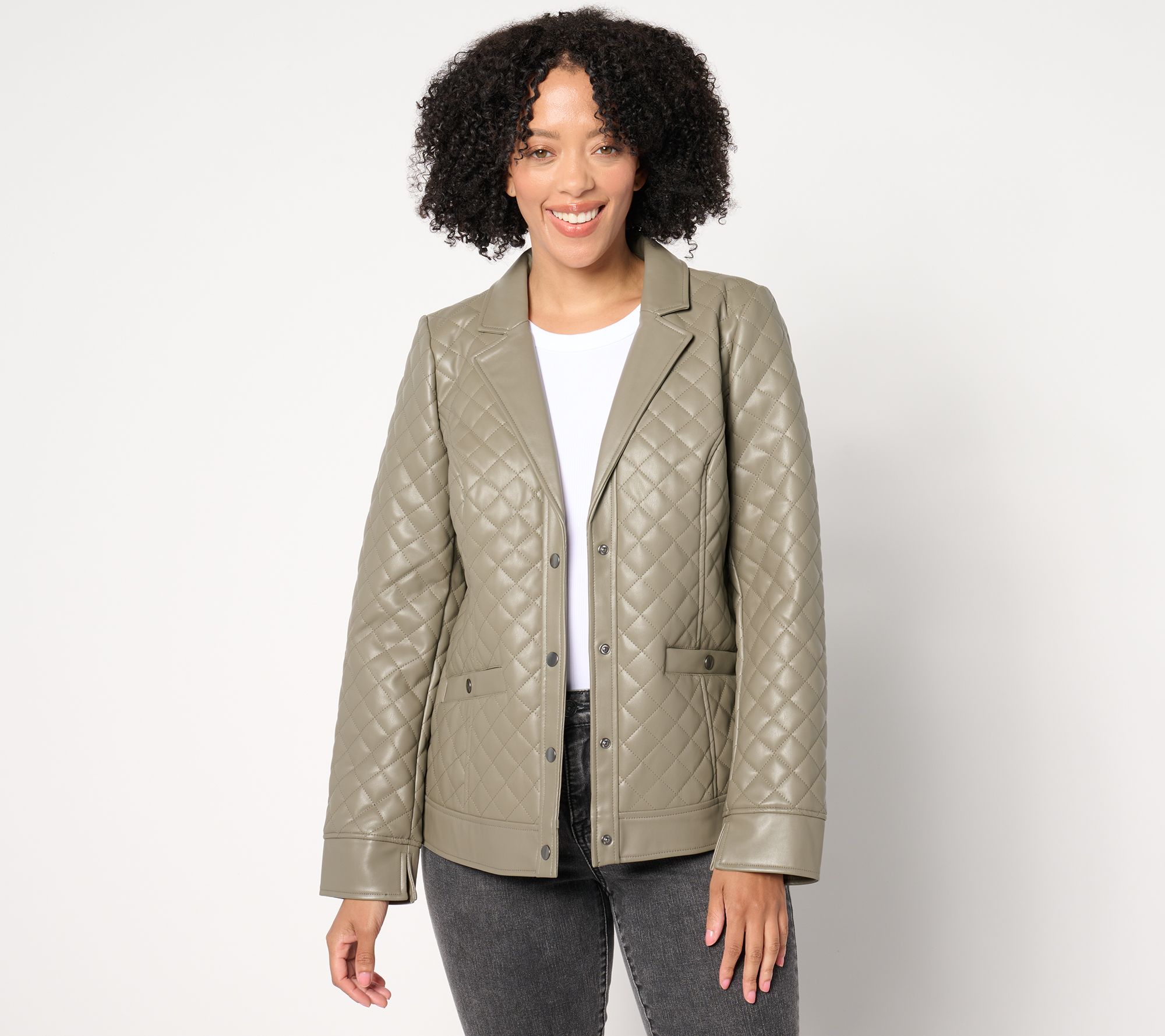 Denim & Co. Signature Quilted Faux Leather Blazer