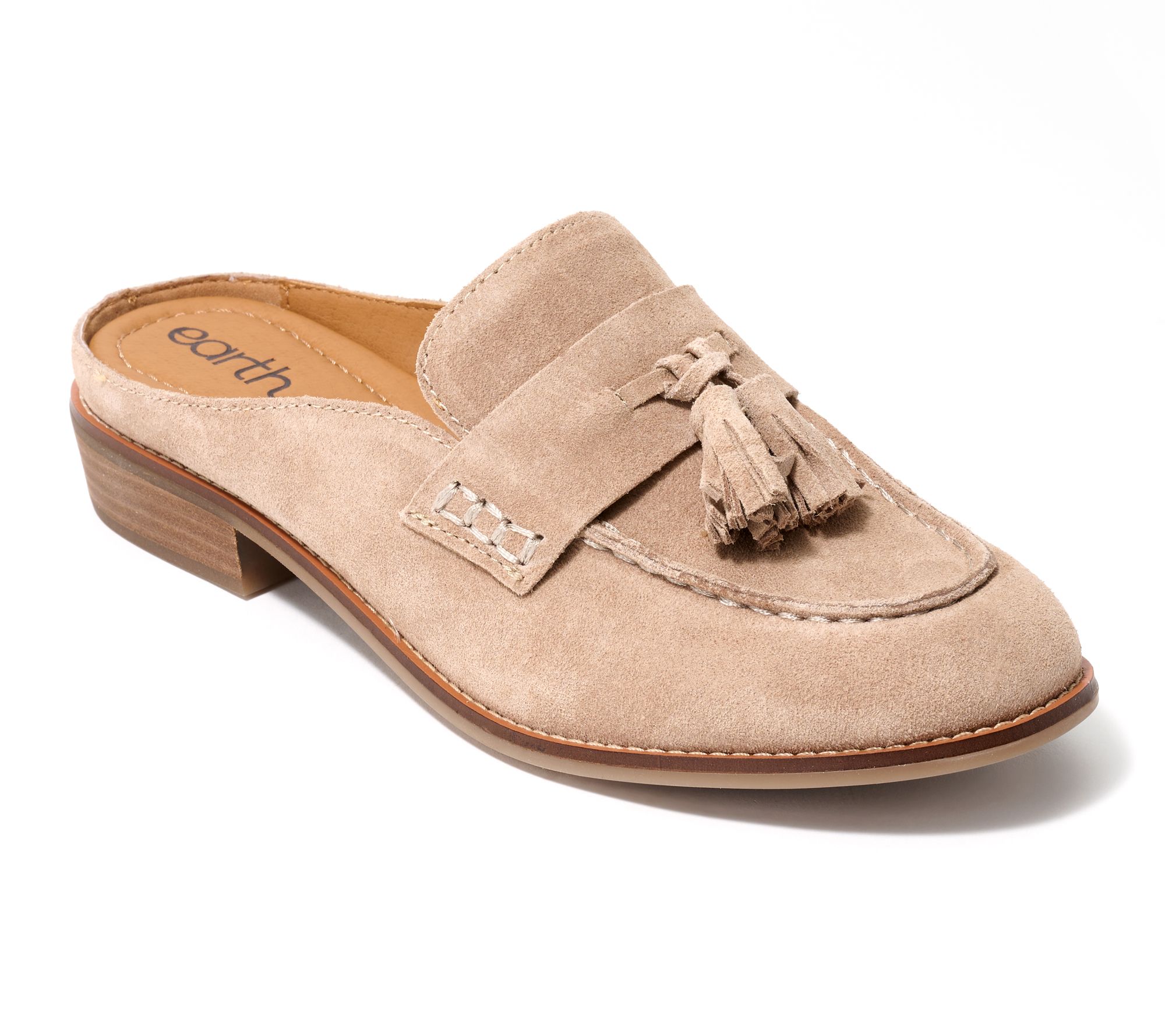 Earth Leather Slip-On Mule Loafers with Tassel - Everett