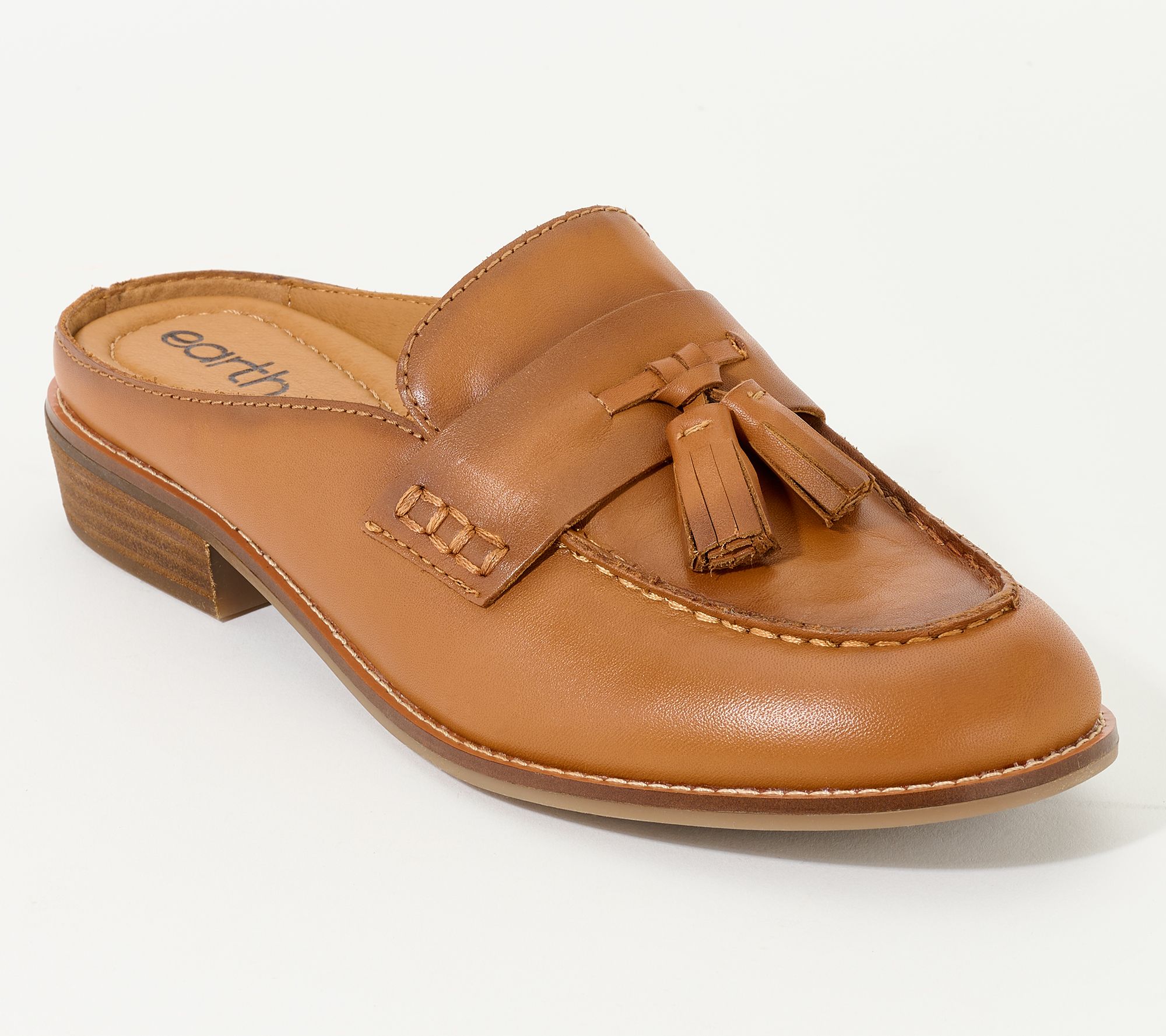 Earth Leather Slip-On Mule Loafers with Tassel - Everett
