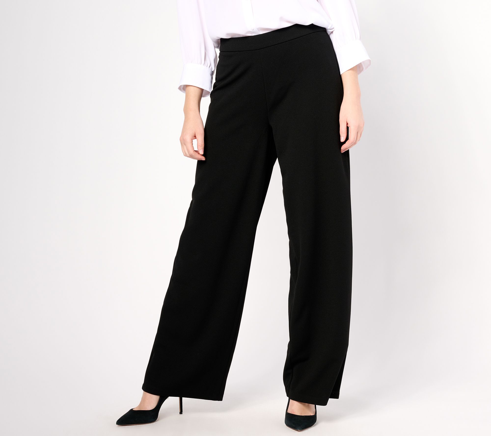 "As Is" Dennis Basso Regular Luxe Crepe Wide Leg Pant