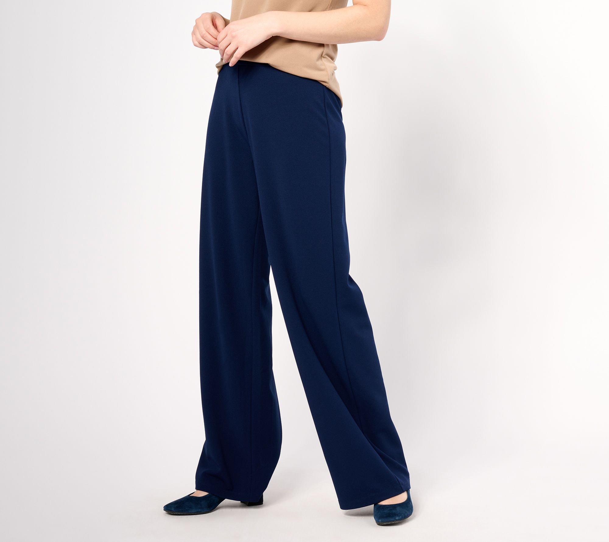 "As Is" Dennis Basso Regular Luxe Crepe Wide Leg Pant