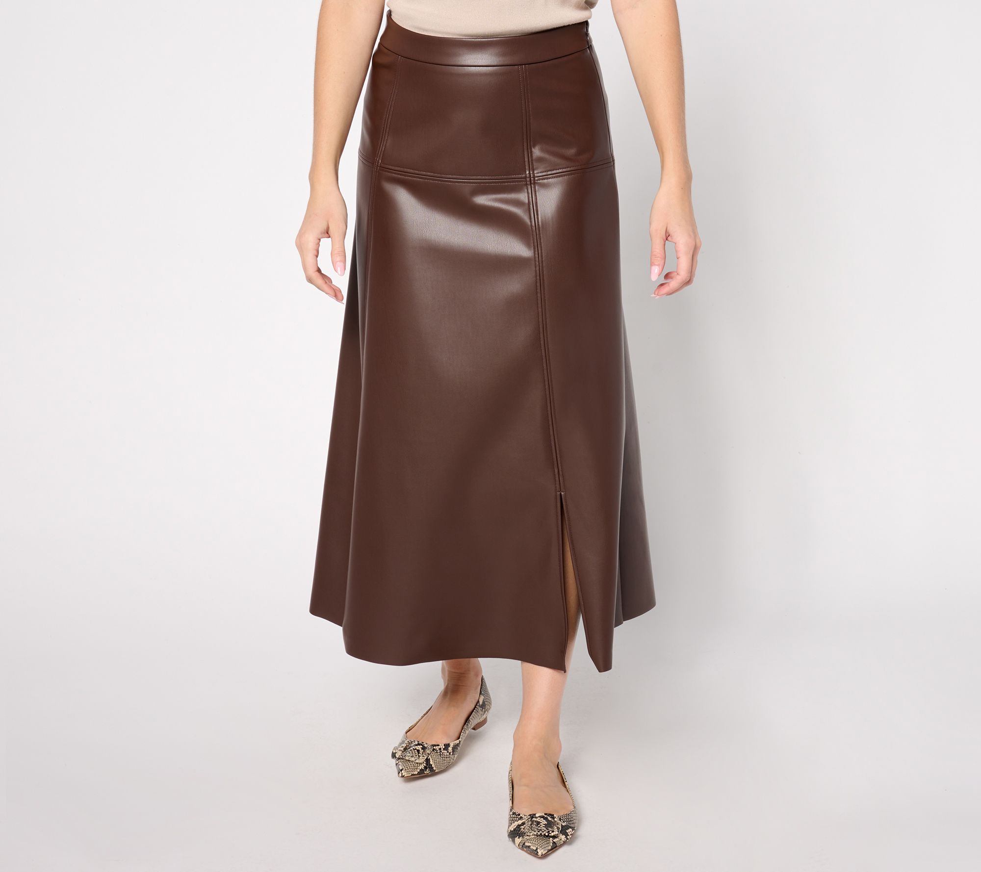 Peace Love World Black Label Petite Faux Leather A Line Skirt QVC