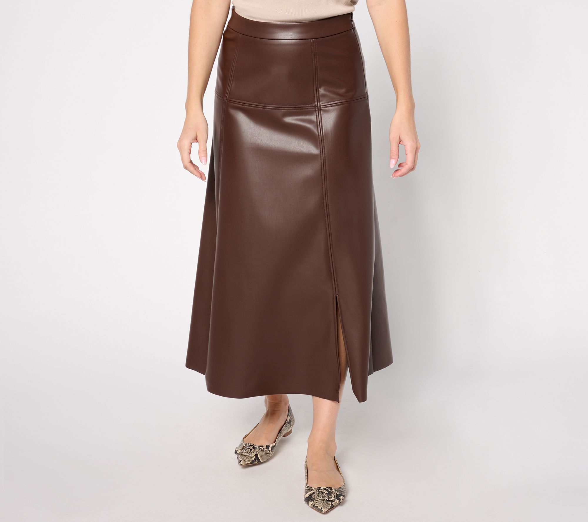 Peace Love World Black Label Petite Faux Leather A-Line Skirt