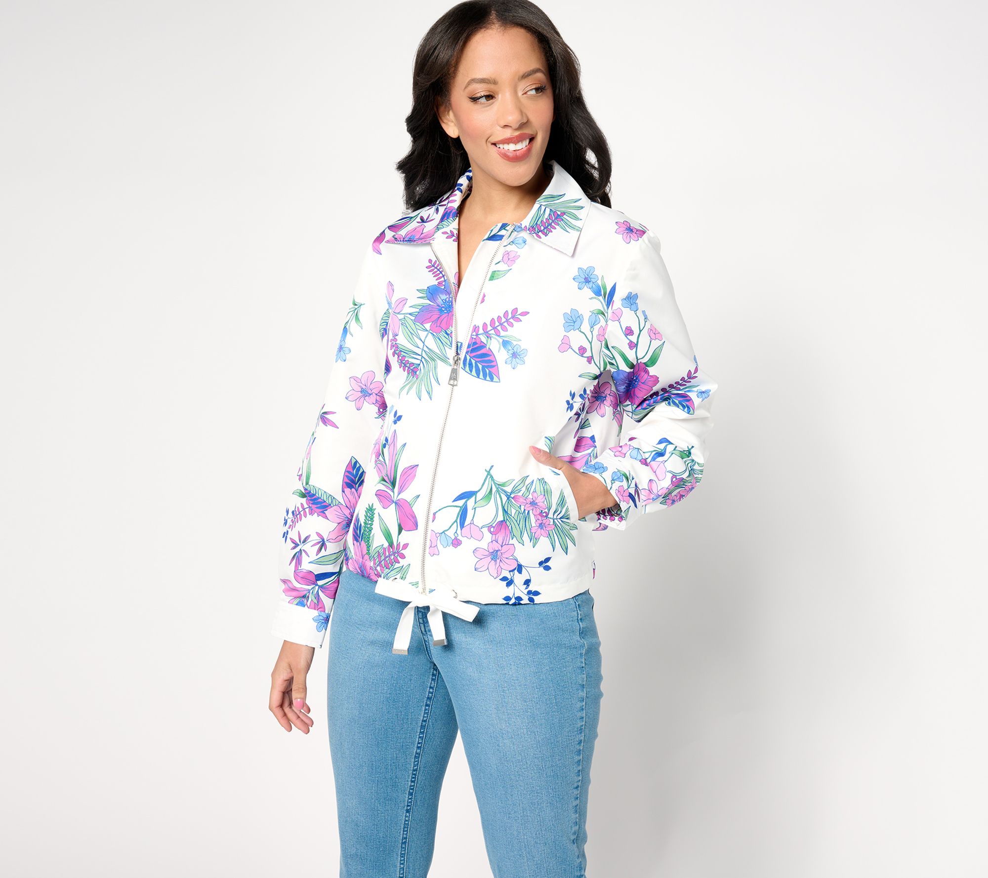 "As Is" Dennis Basso Bomber Jacket with Ties