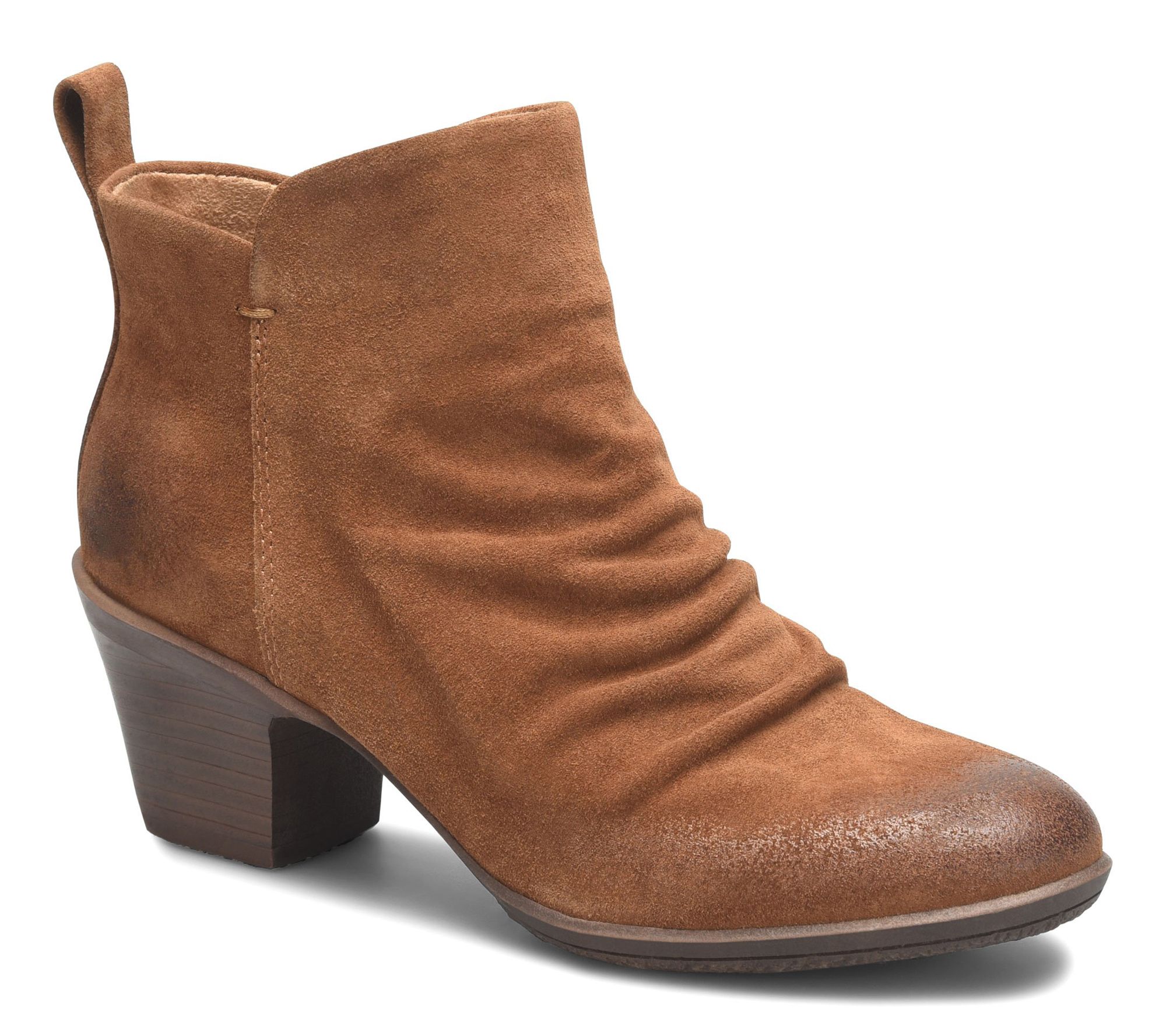 Comfortiva Water Resistant Suede Dress Booties - Brandy