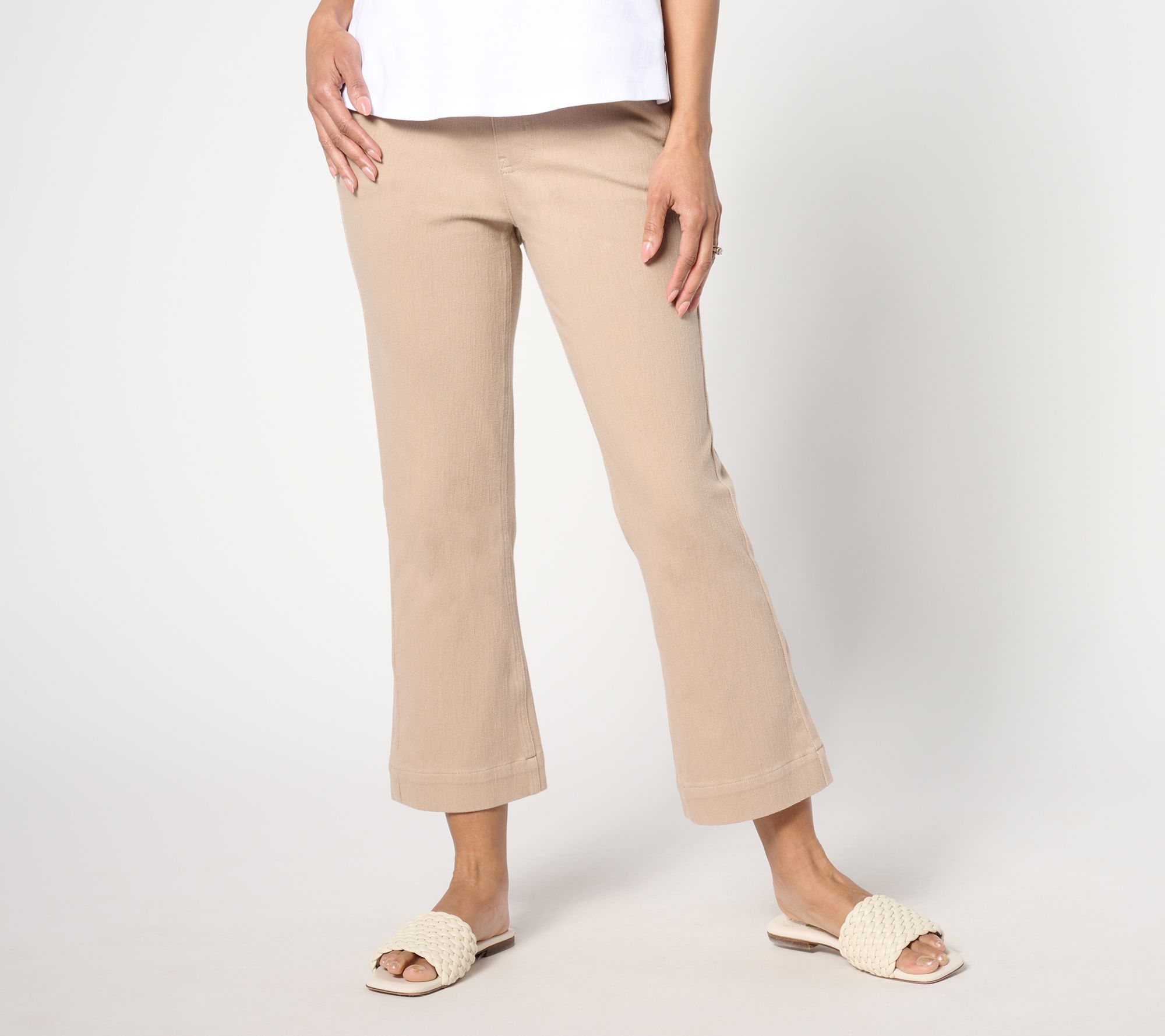 "As Is" Isaac Mizrahi Live! Petite Knit Denim Crop Slim Boot Jeans