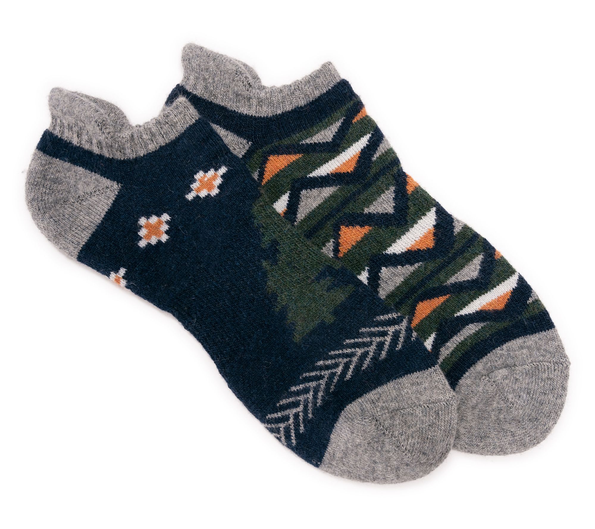 MUK LUKS Men's Cabin Cozy Set of 2 No-Show Wool Socks