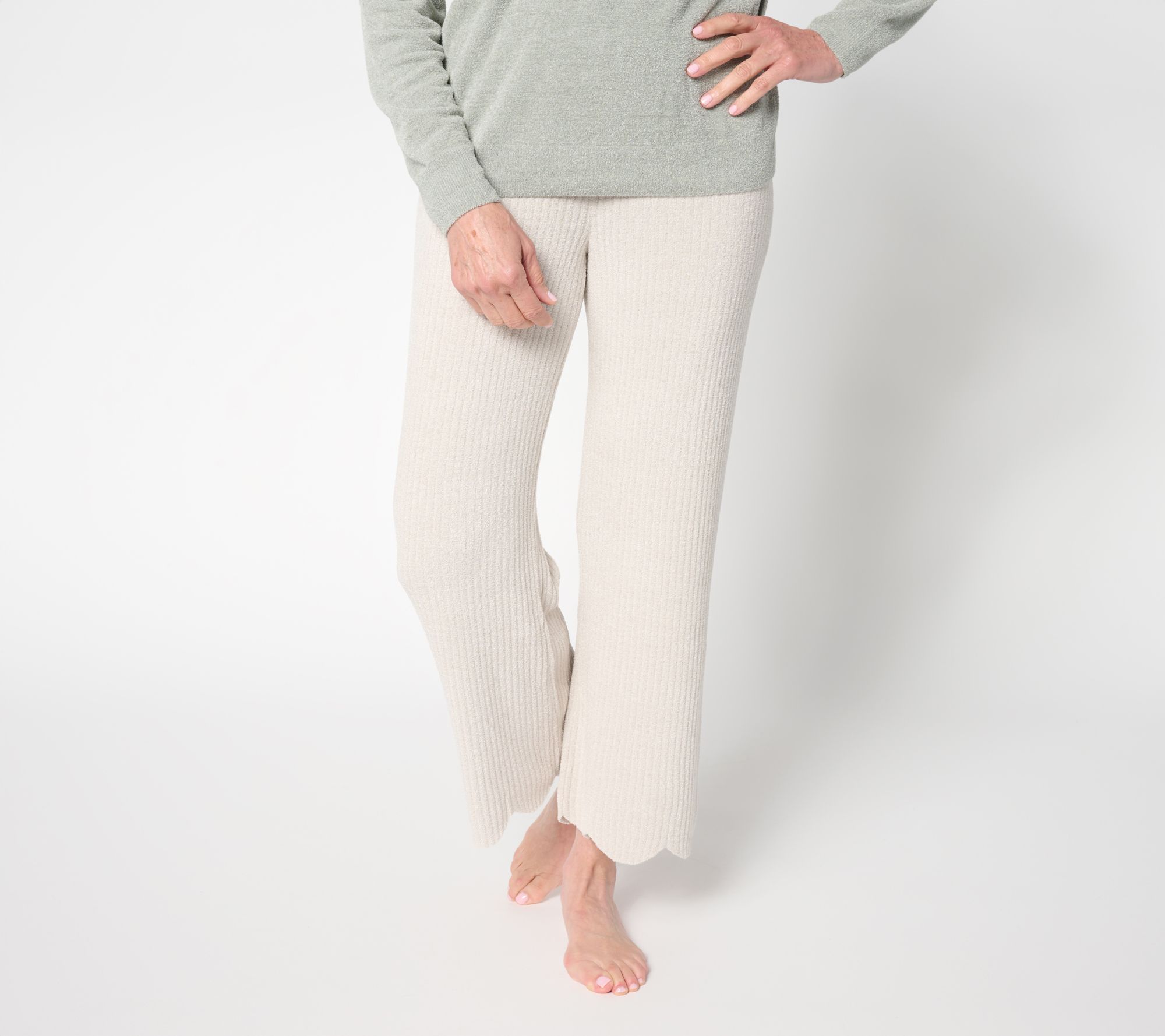 Barefoot Dreams Petite CozyChic Ultra Lite Scallop Cropped Pant