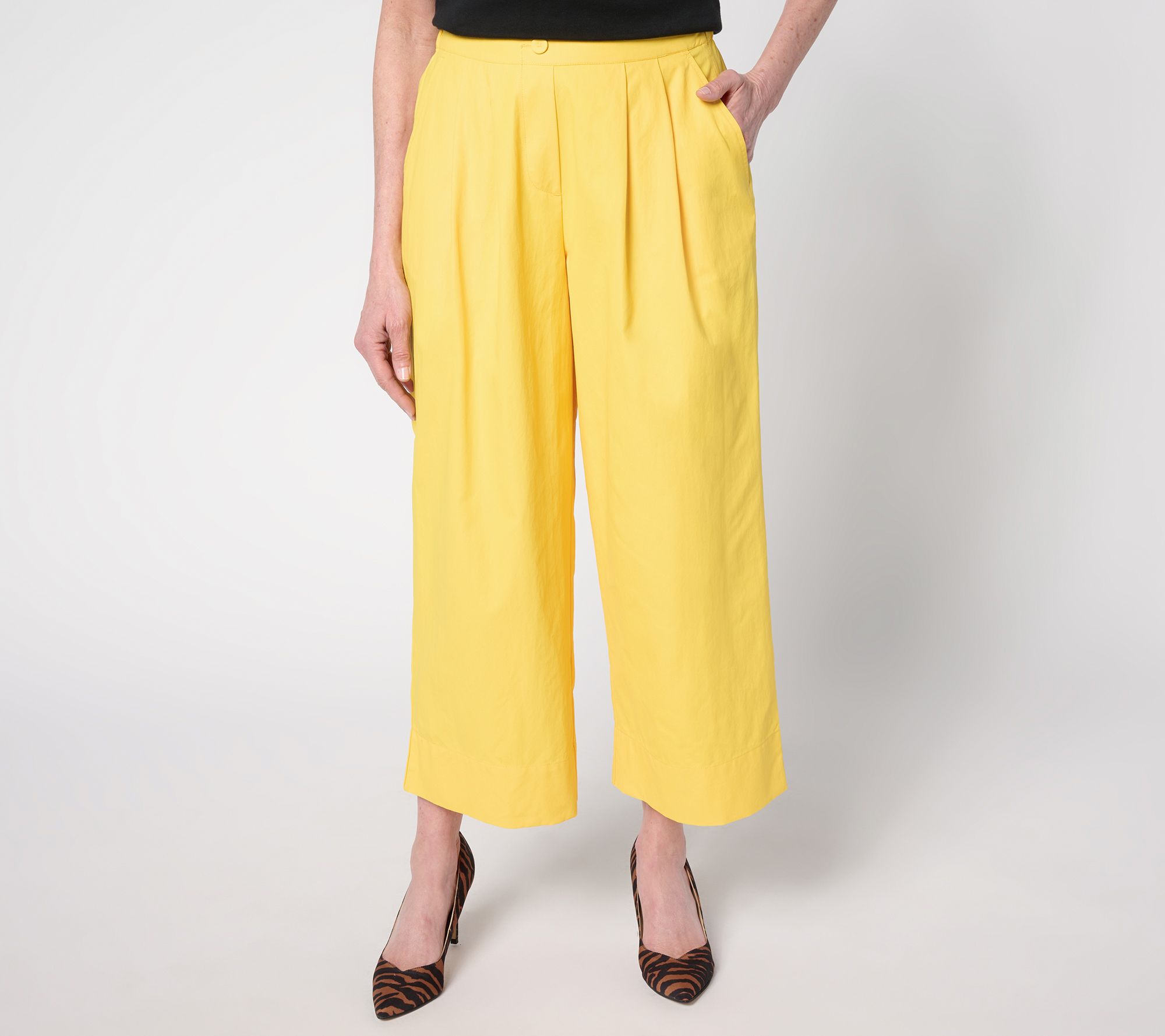 Carla Rockmore Collection Petite Wide- Leg Taffetta Crop Pants