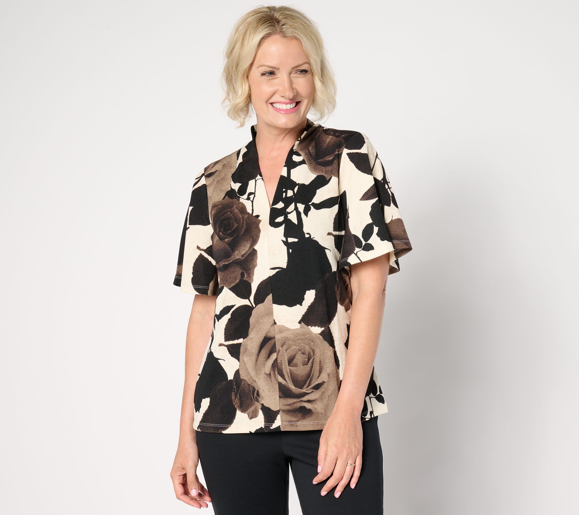 "As Is" BEAUTIFUL by Lawrence Zarian Knit Crepe Printed Top