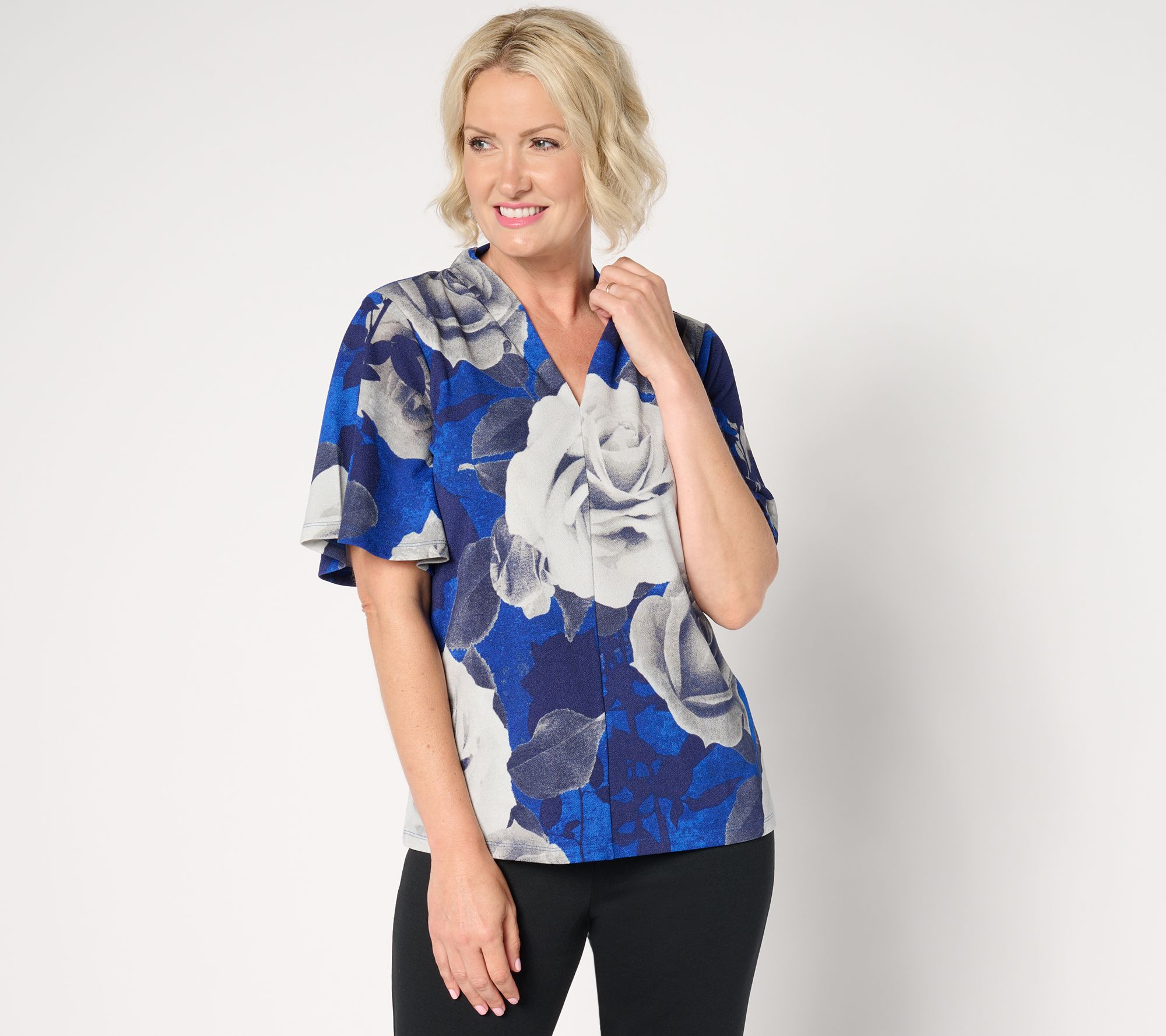 "As Is" BEAUTIFUL by Lawrence Zarian Knit Crepe Printed Top