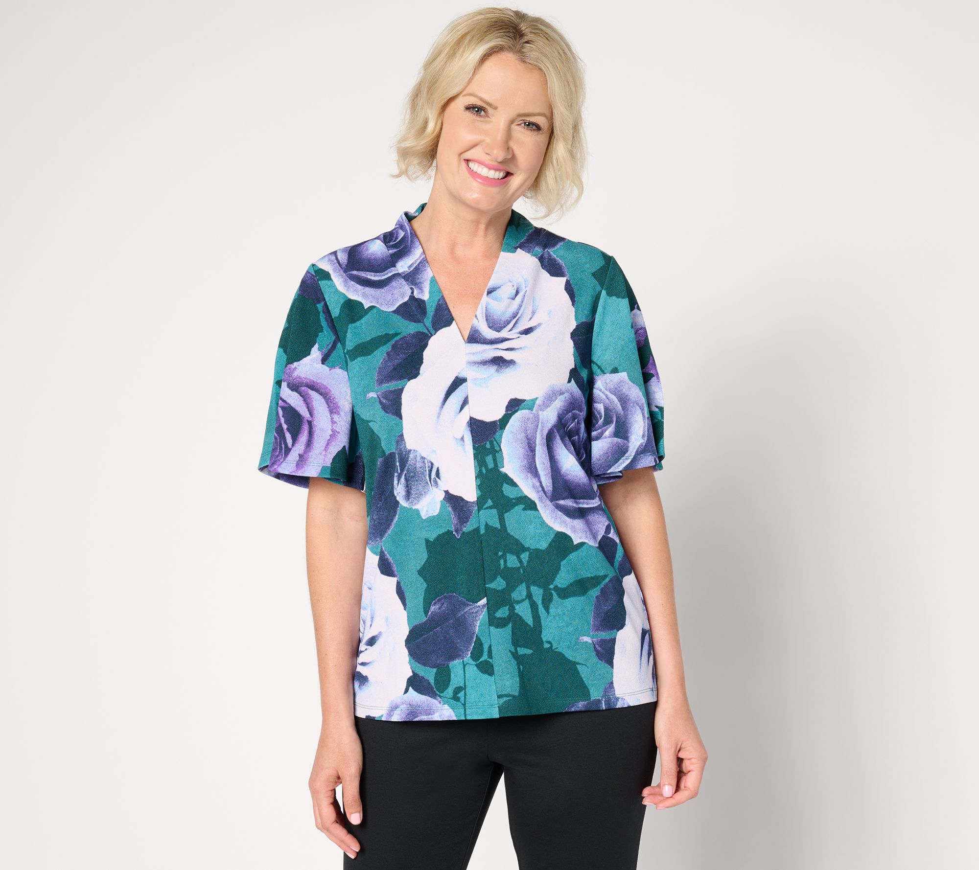 "As Is" BEAUTIFUL by Lawrence Zarian Knit Crepe Printed Top