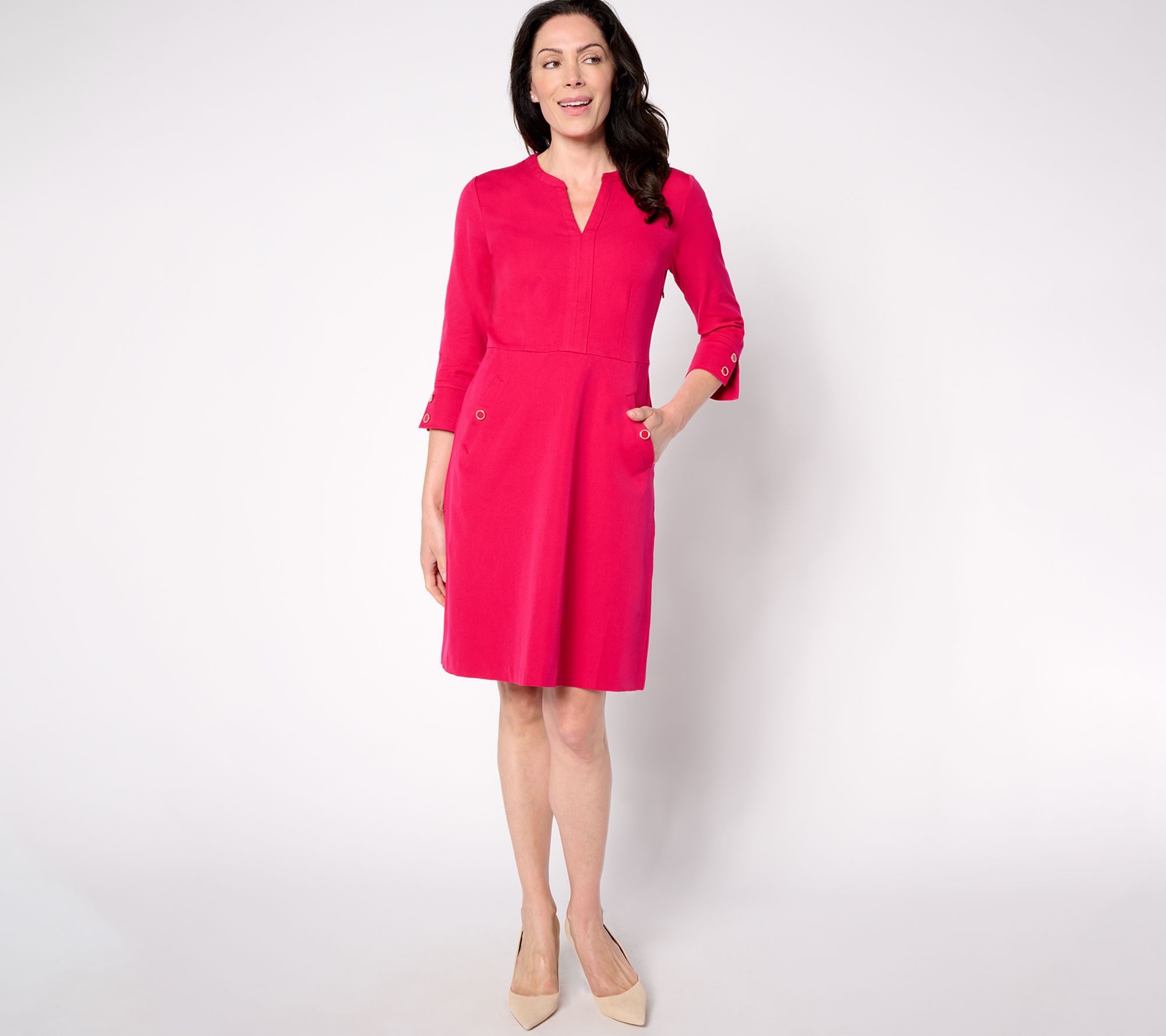 "As Is" Isaac Mizrahi Live! Petite 24/7 Stretch Lady Dress w/ Pocket