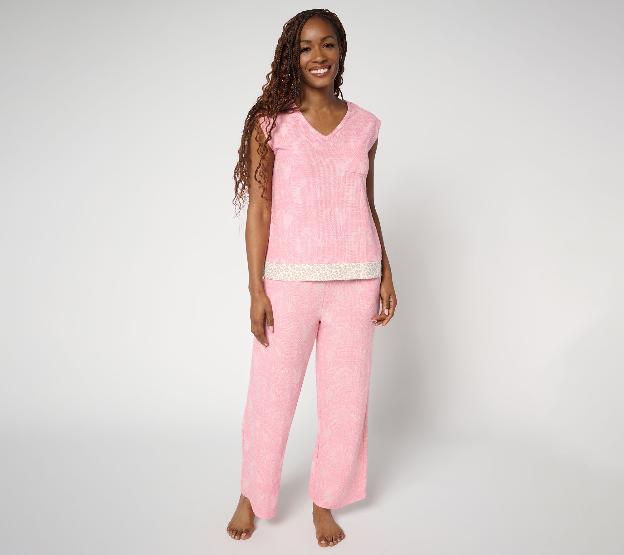 MUK LUKS Jacquard Rib Two-Piece Lounge Set