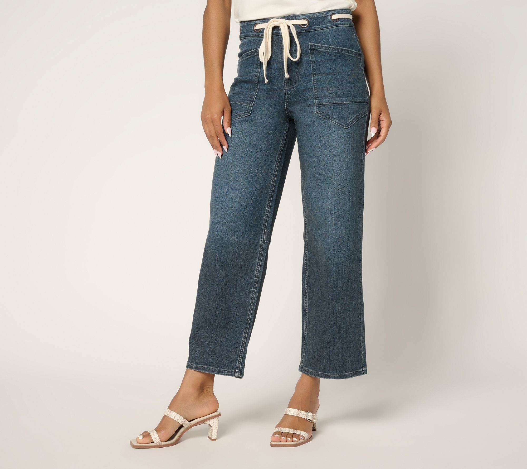 Me by Jennie Garth Petite Ankle Slight Barrel Jeans- Indigo