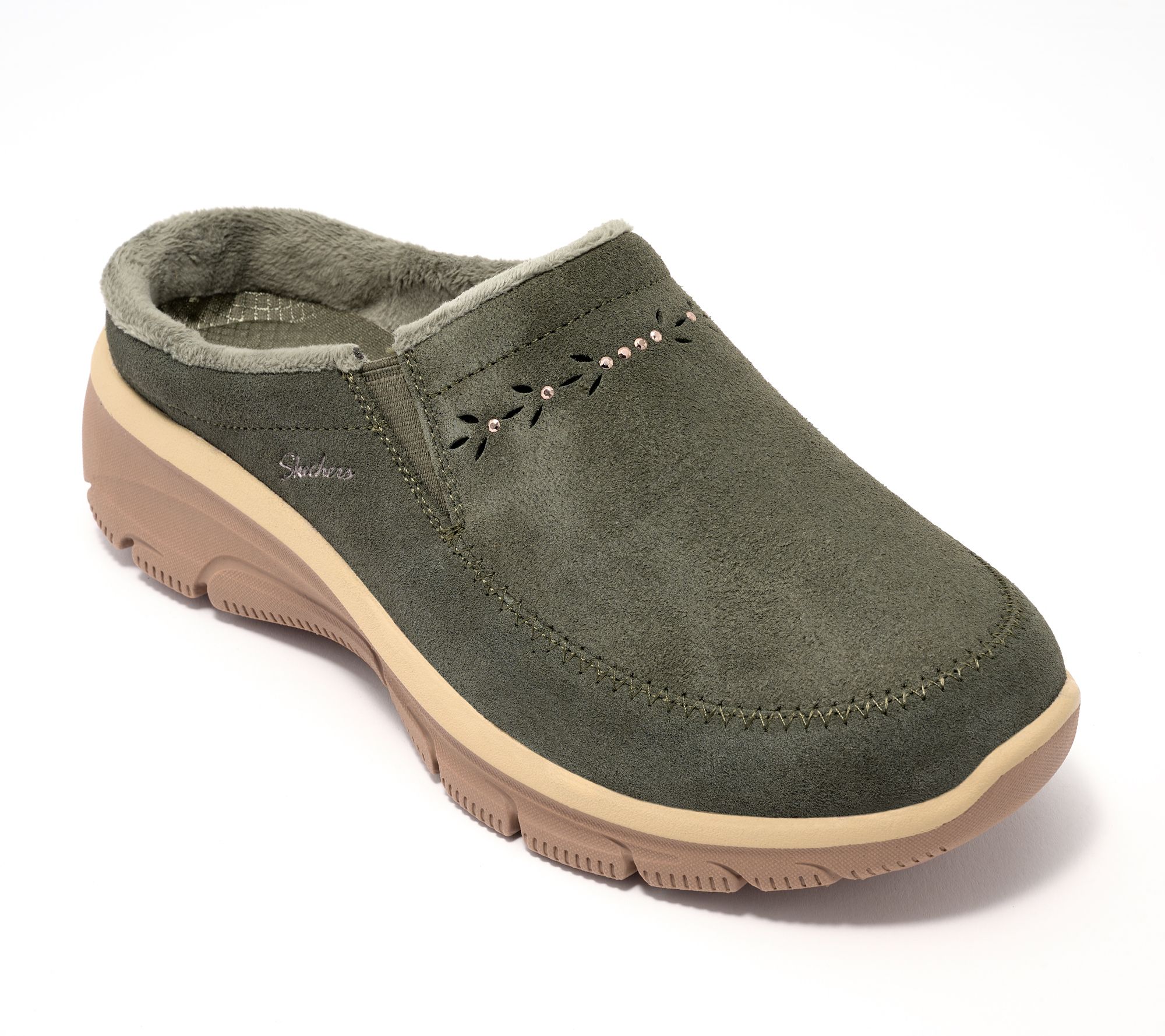 Skechers Easy Going Water-Repellent Studded Suede Clogs