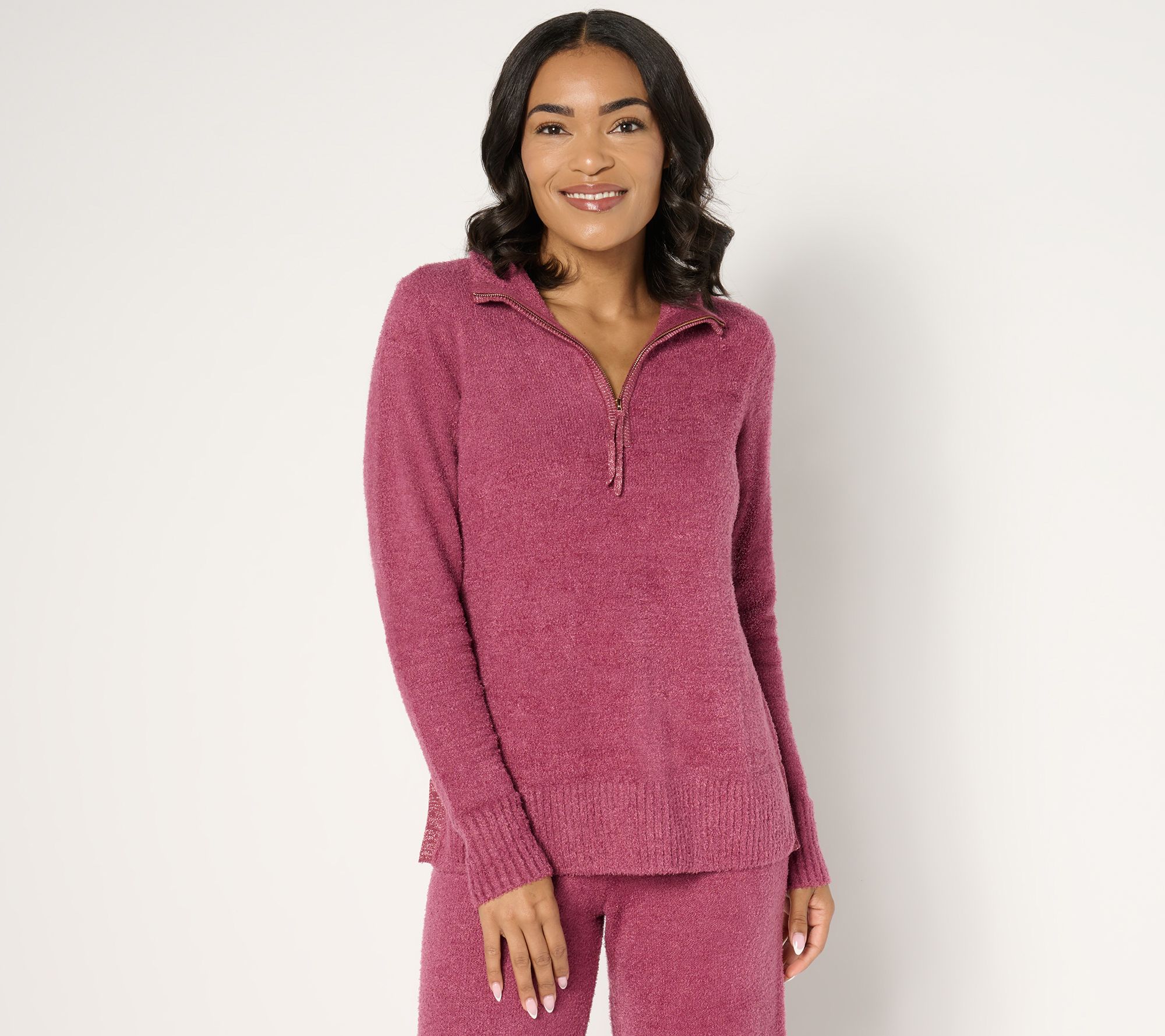 "As Is" Isaac Mizrahi Live! Apres Cozy Eyelash Yarn Pullover