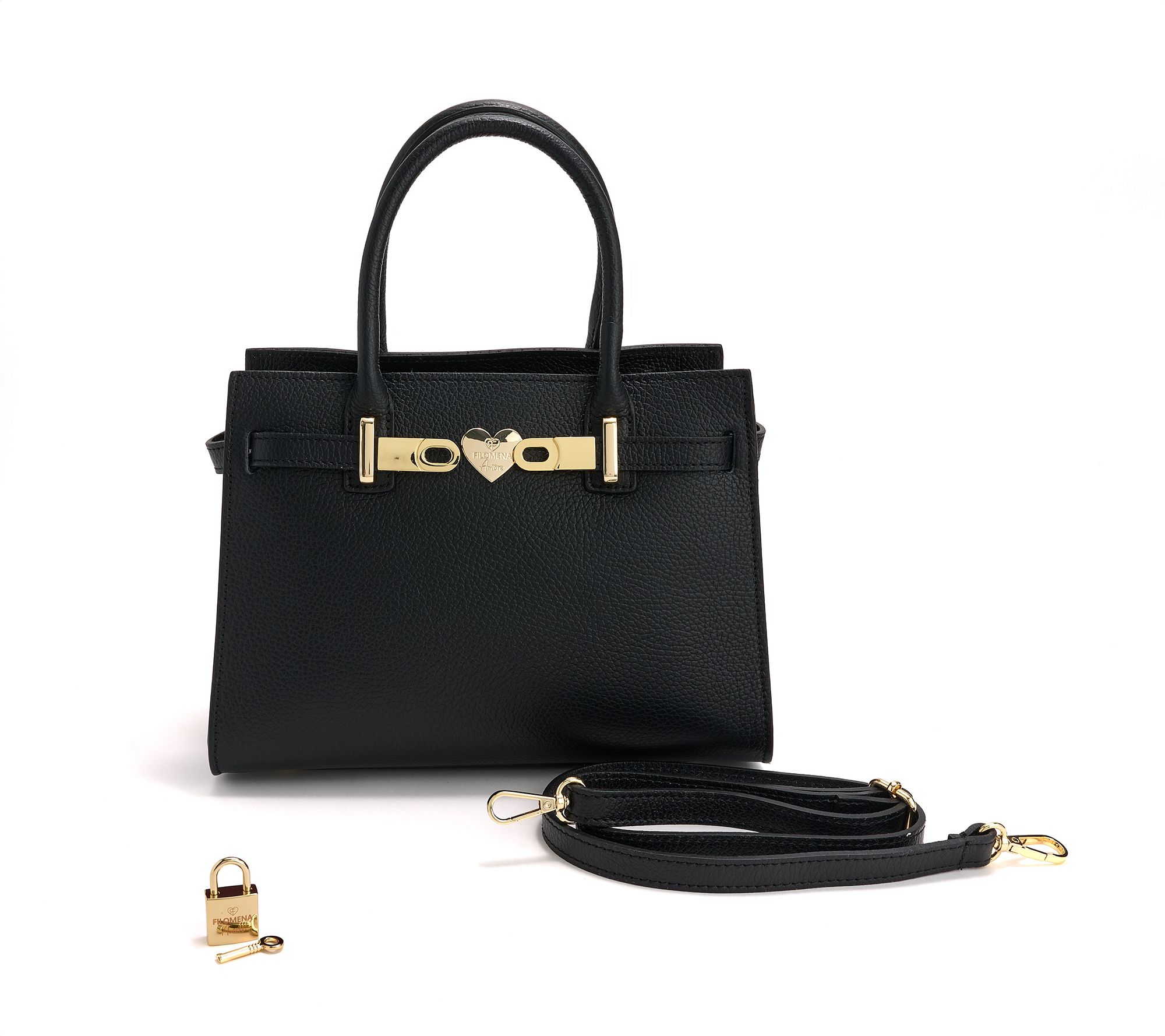 Filomena Amore Lady Manhattan Leather Satchel with Crossbody Strap