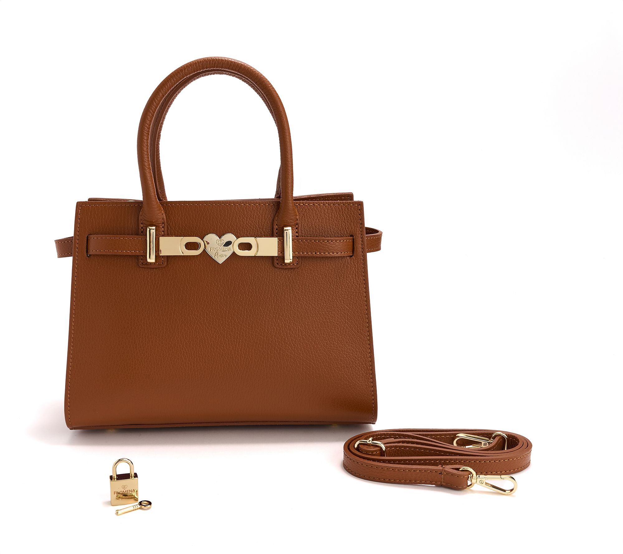Filomena Amore Lady Manhattan Leather Satchel with Crossbody Strap