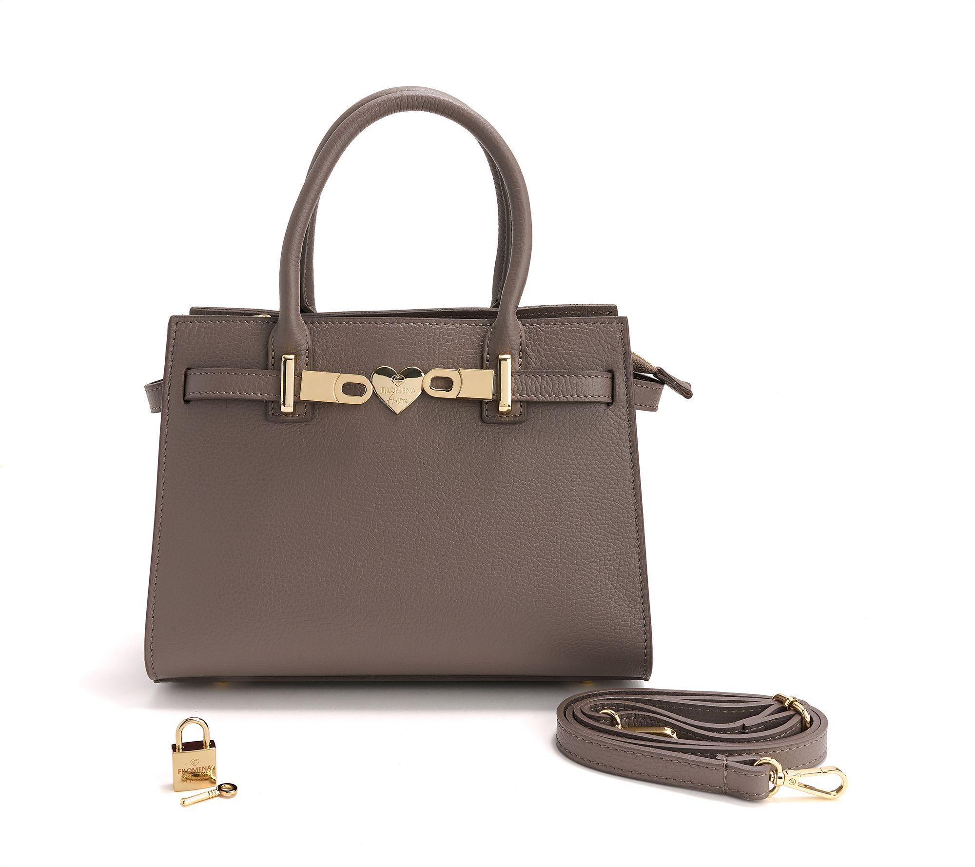 Filomena Amore Lady Manhattan Leather Satchel with Crossbody Strap