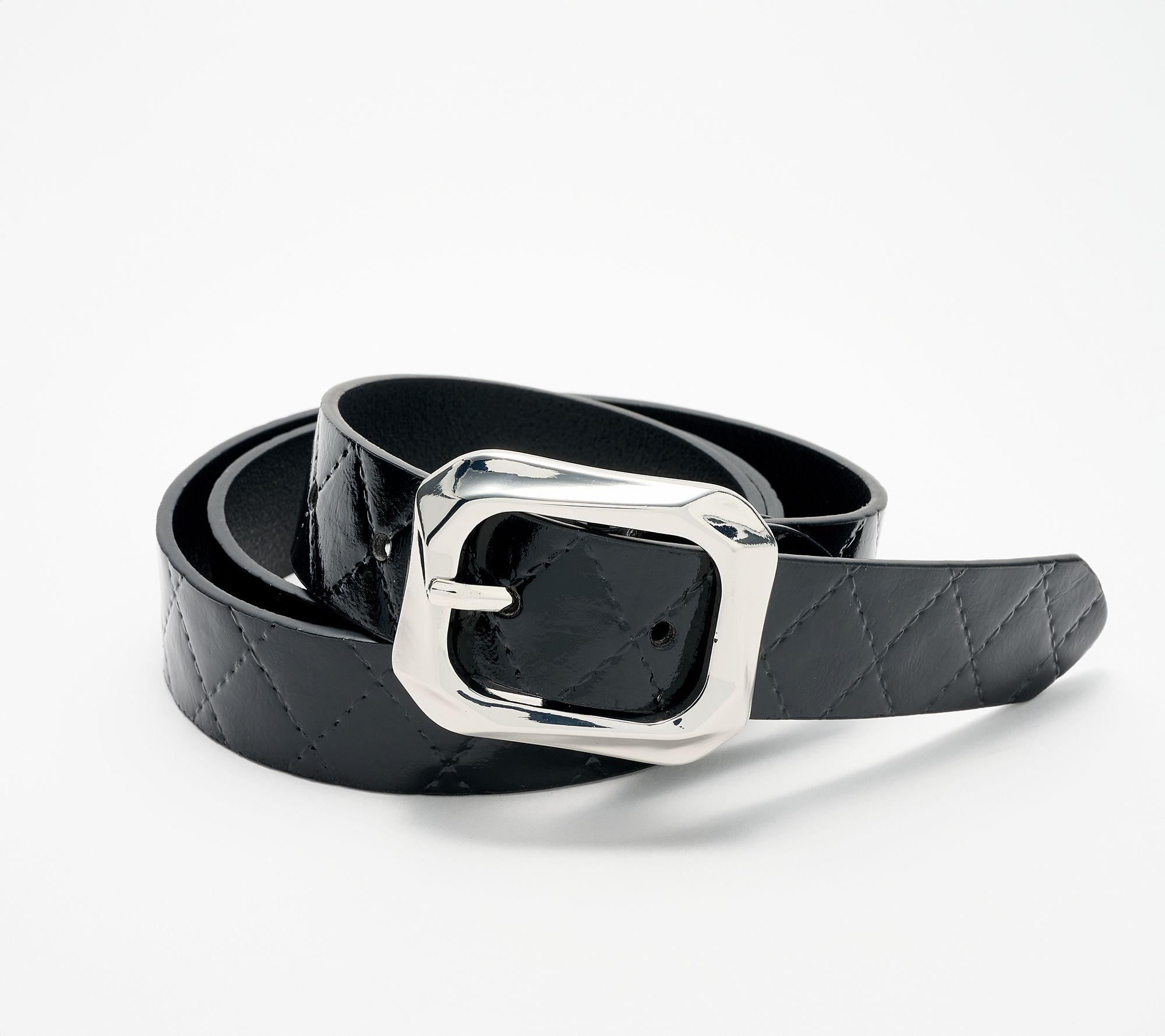 Susan Graver Faux Patent Leather Quilted Belt