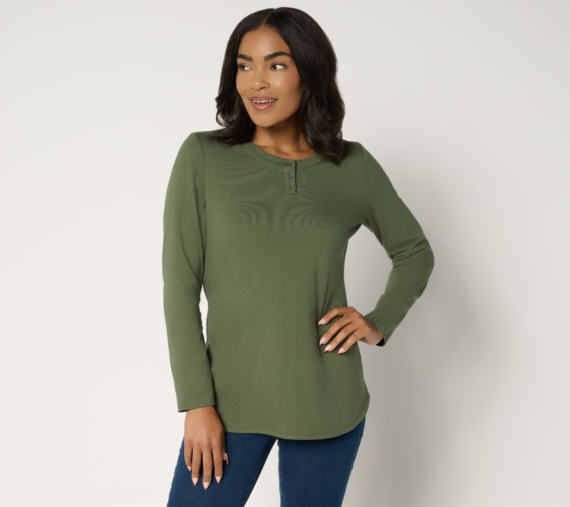  Denim & Co. Essentials Perfect Jersey Henley Tunic - A703345