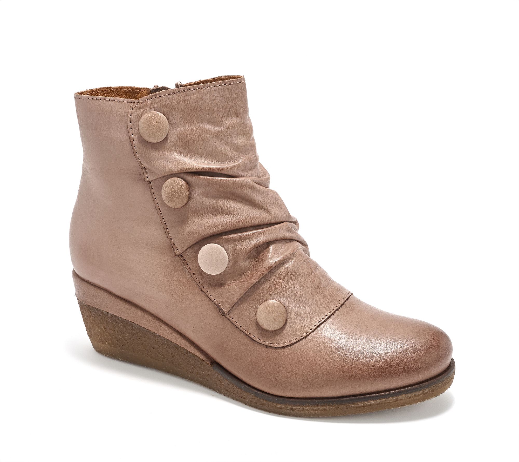 Miz Mooz Leather Ruched Wedge Boots - Maxy